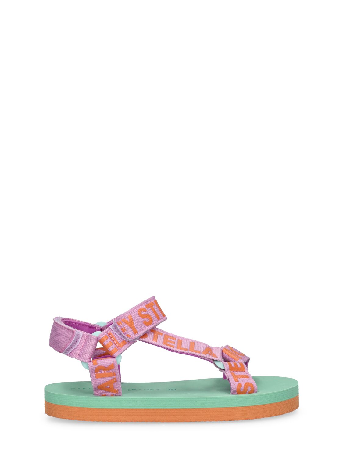 Stella Mccartney Kids' Gummierte Sandalen Mit Logo In Violett,grün