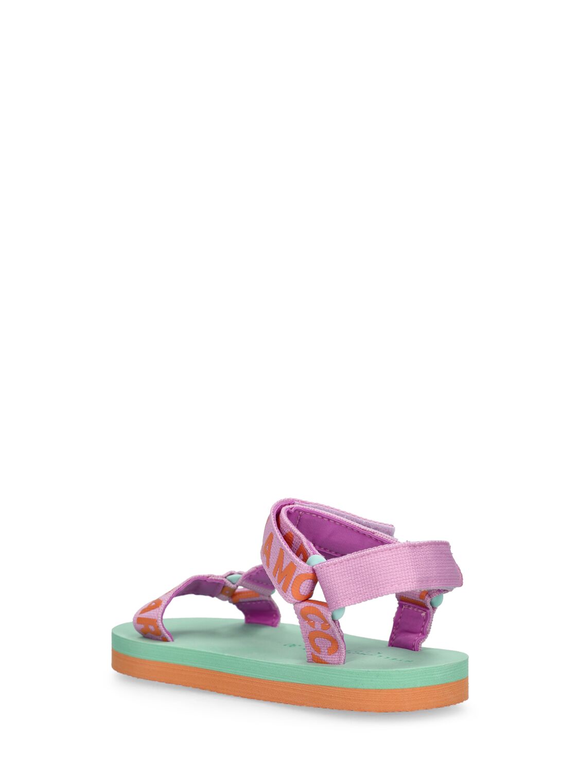 Shop Stella Mccartney Rubberized Logo Sandals In Violett,grün