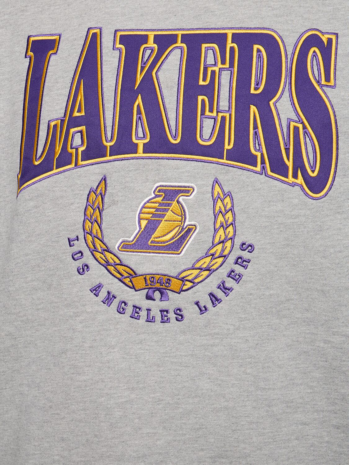 Shop New Era Los Angeles Lakers Crewneck Sweatshirt In Grey,purple