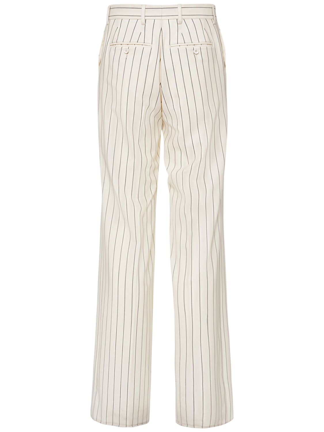 Shop Dolce & Gabbana Pinstriped Wool Pants In White,black