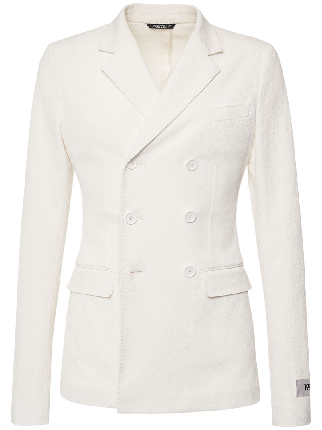 Dolce & Gabbana Cotton Blend Double Breasted Jacket In White