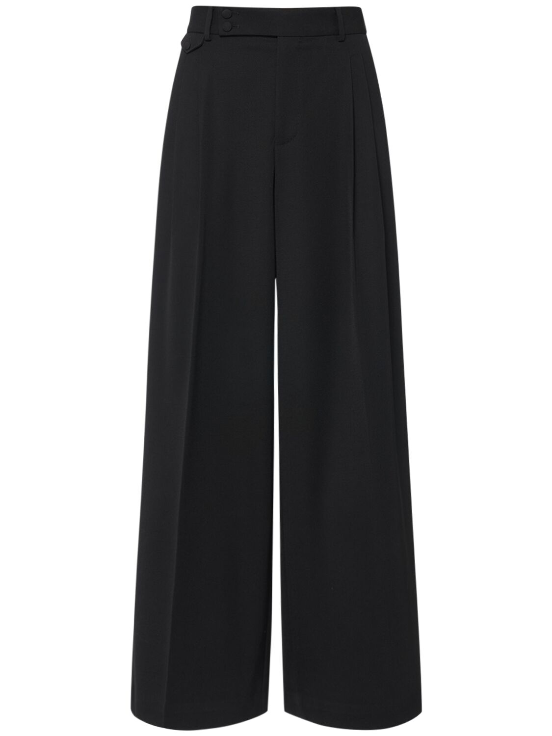 Dolce & Gabbana Pleated Wool Wide Trousers In Black