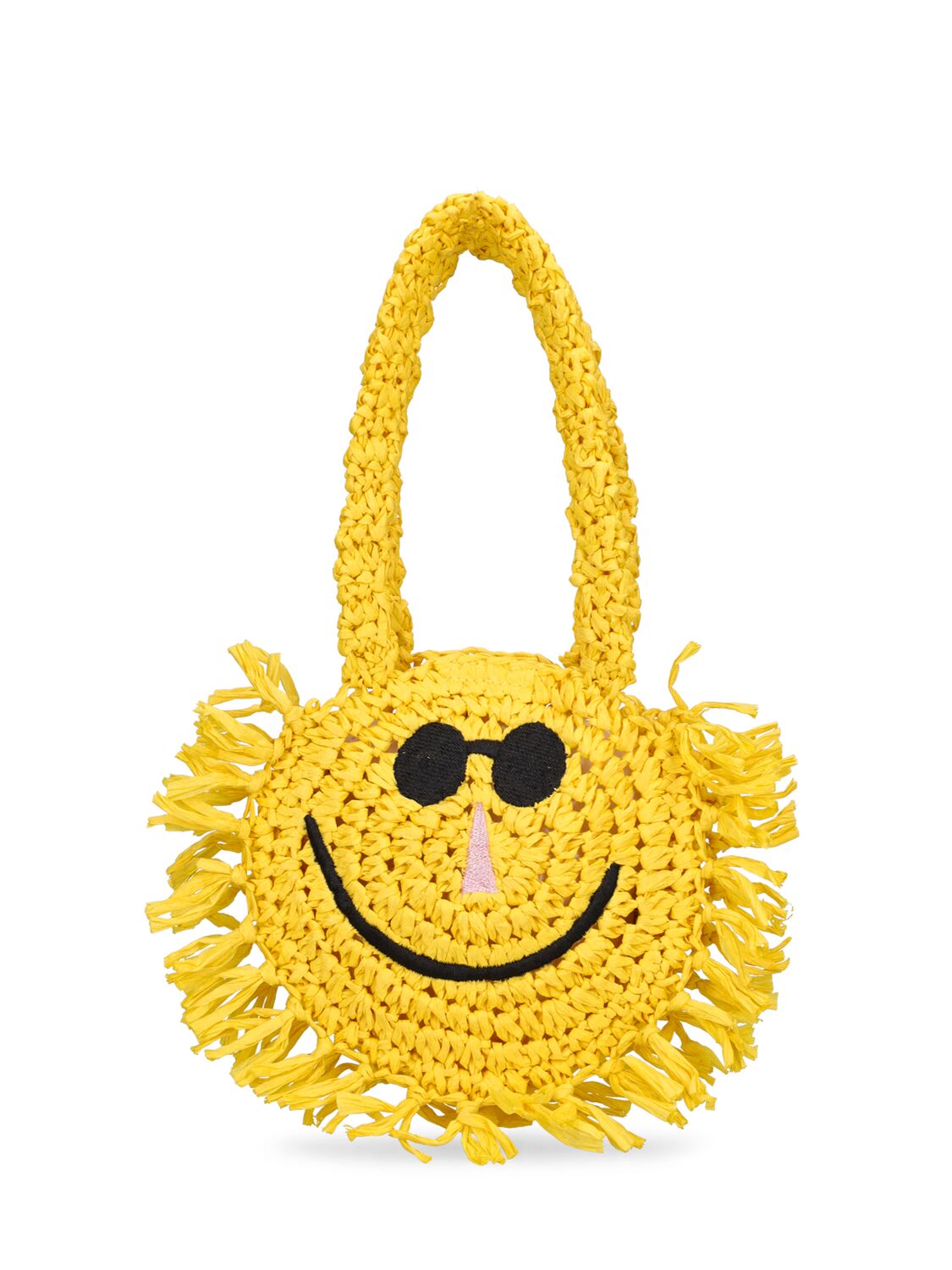 Stella Mccartney Kids' Sun Raffia Effect Shoulder Bag In Gelb