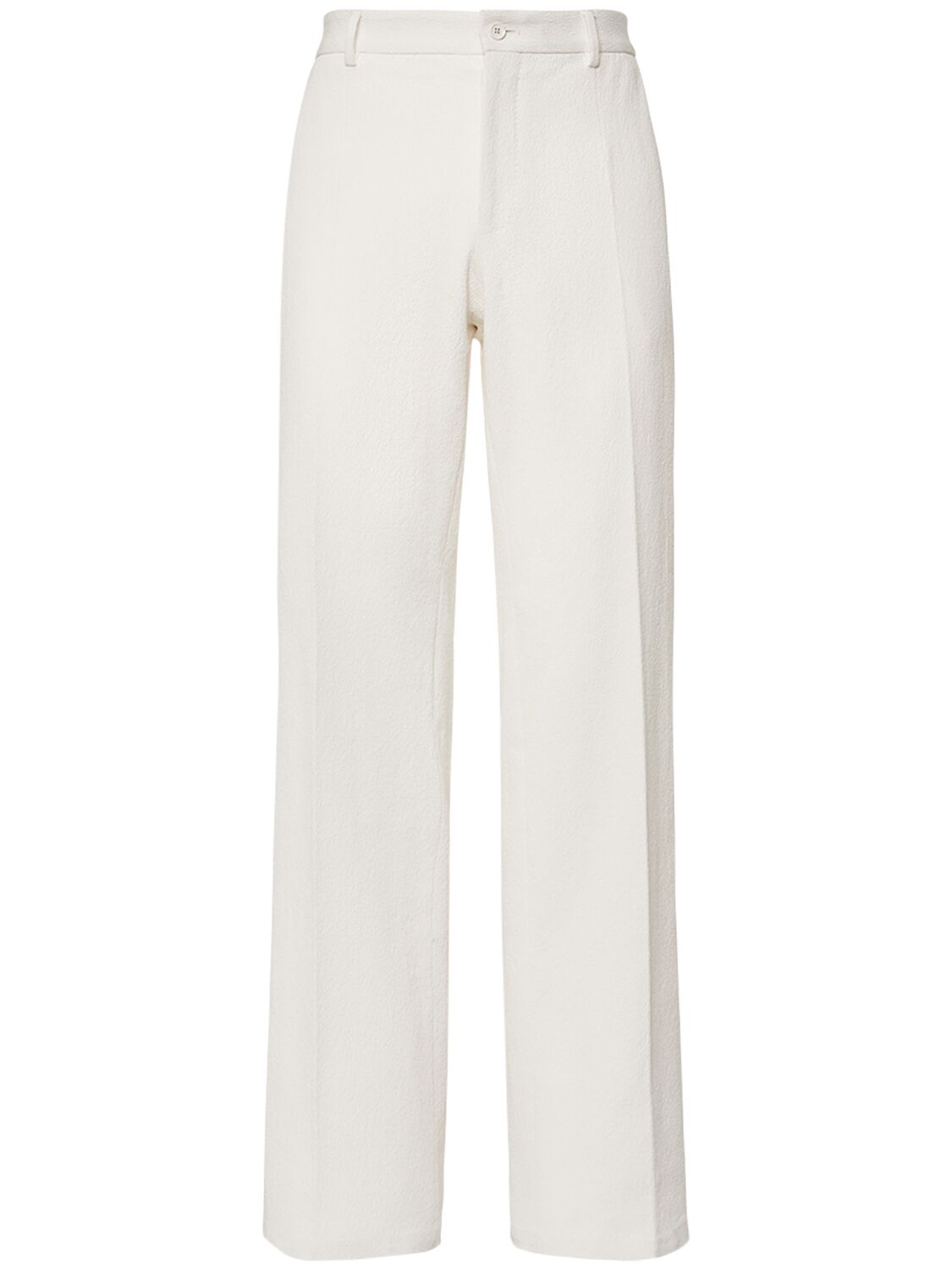 Shop Dolce & Gabbana Cotton Blend Straight Pants In White