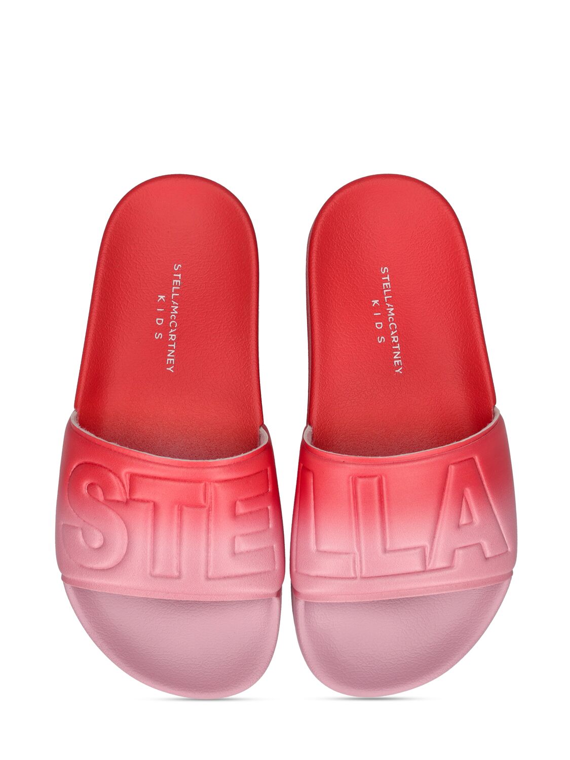 Shop Stella Mccartney Logo Embossed Rubber Slides In Multicolor