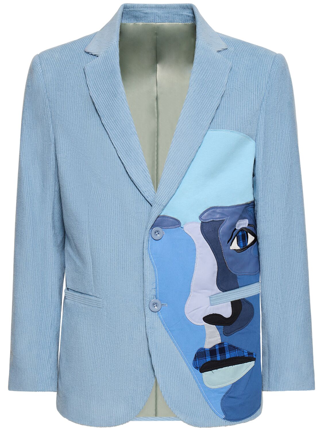Kidsuper Blue Face Corduroy Suit Jacket In Blue,multi