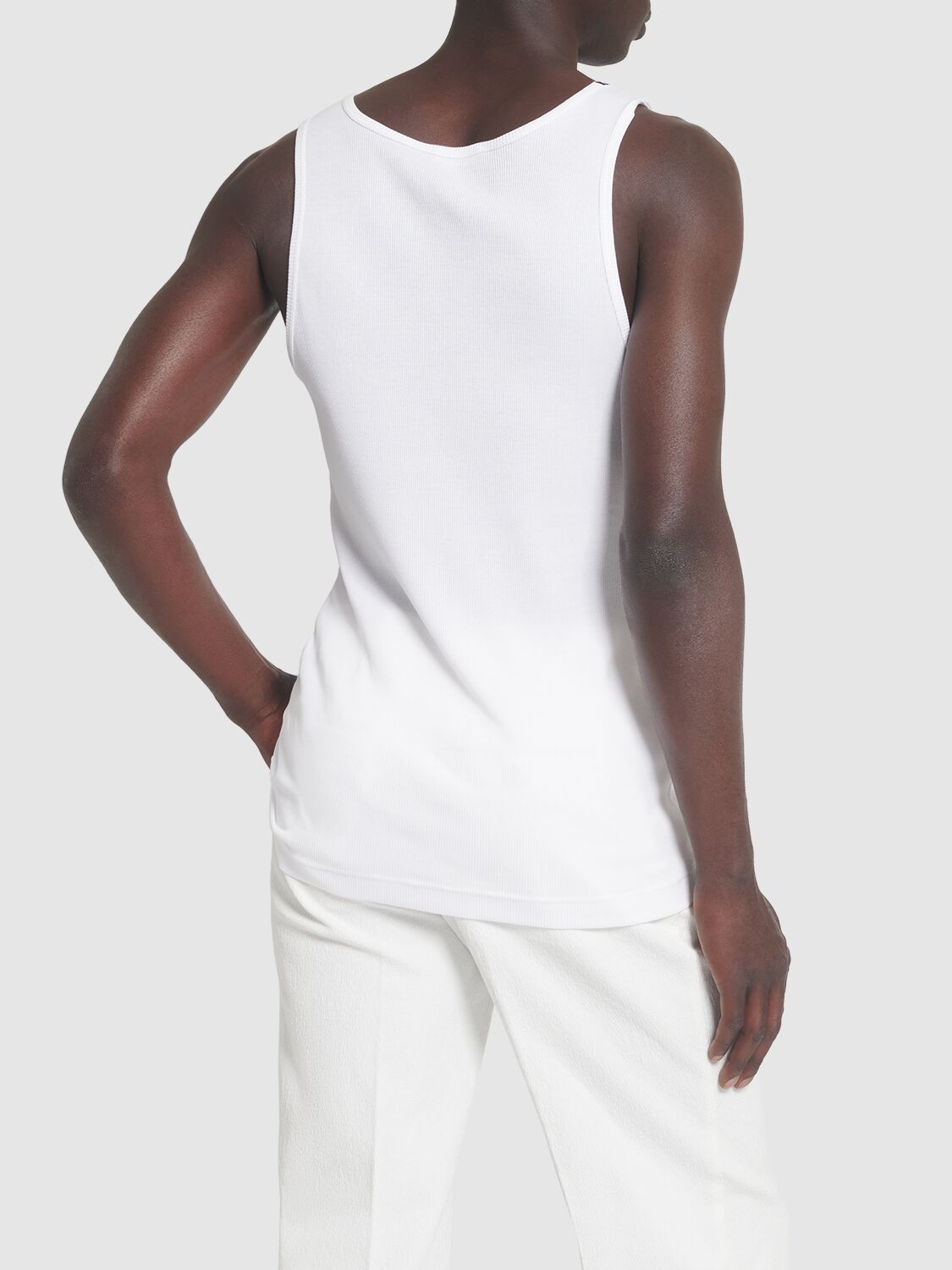 Shop Dolce & Gabbana Cotton Logo Label Tank Top In White