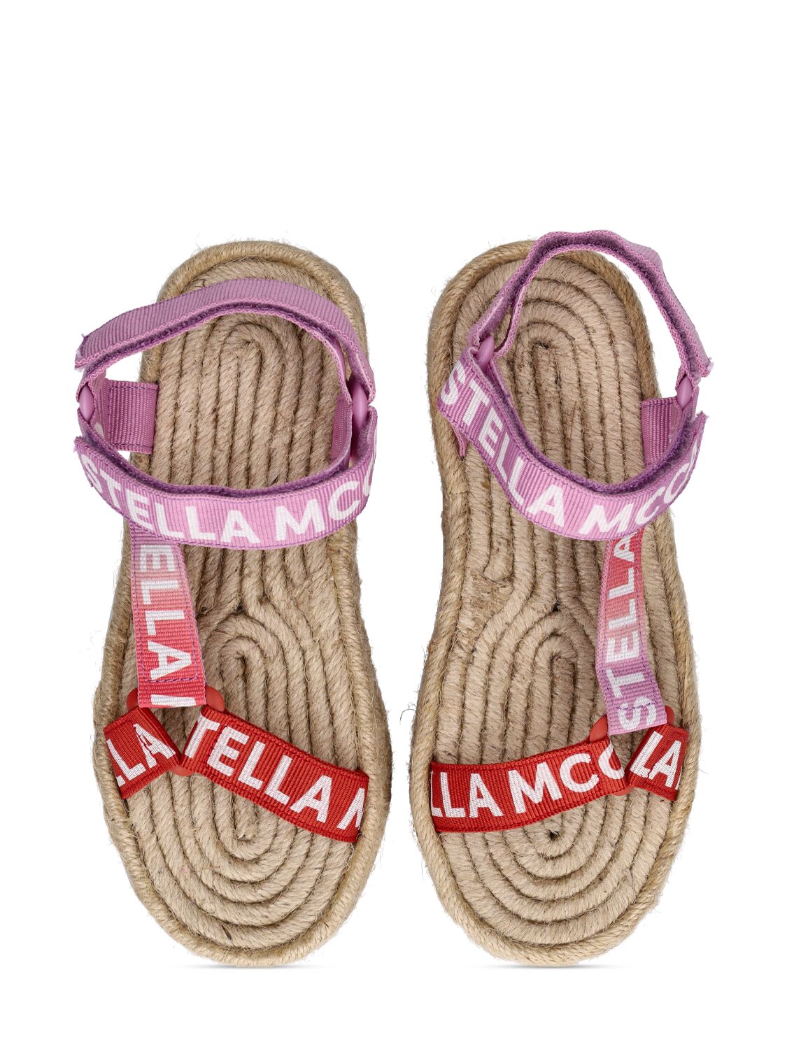 Shop Stella Mccartney Recycled Cordura Fabric Logo Sandals In Bunt