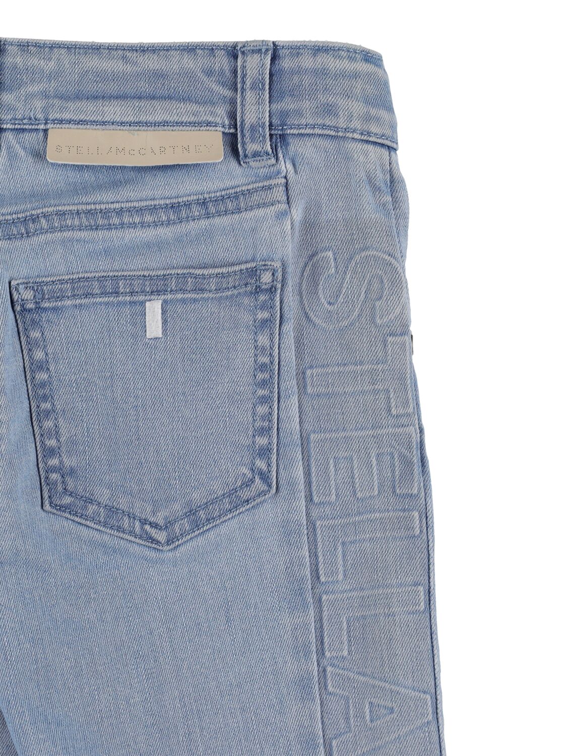 Shop Stella Mccartney Embossed Cotton Denim Jeans In Blau