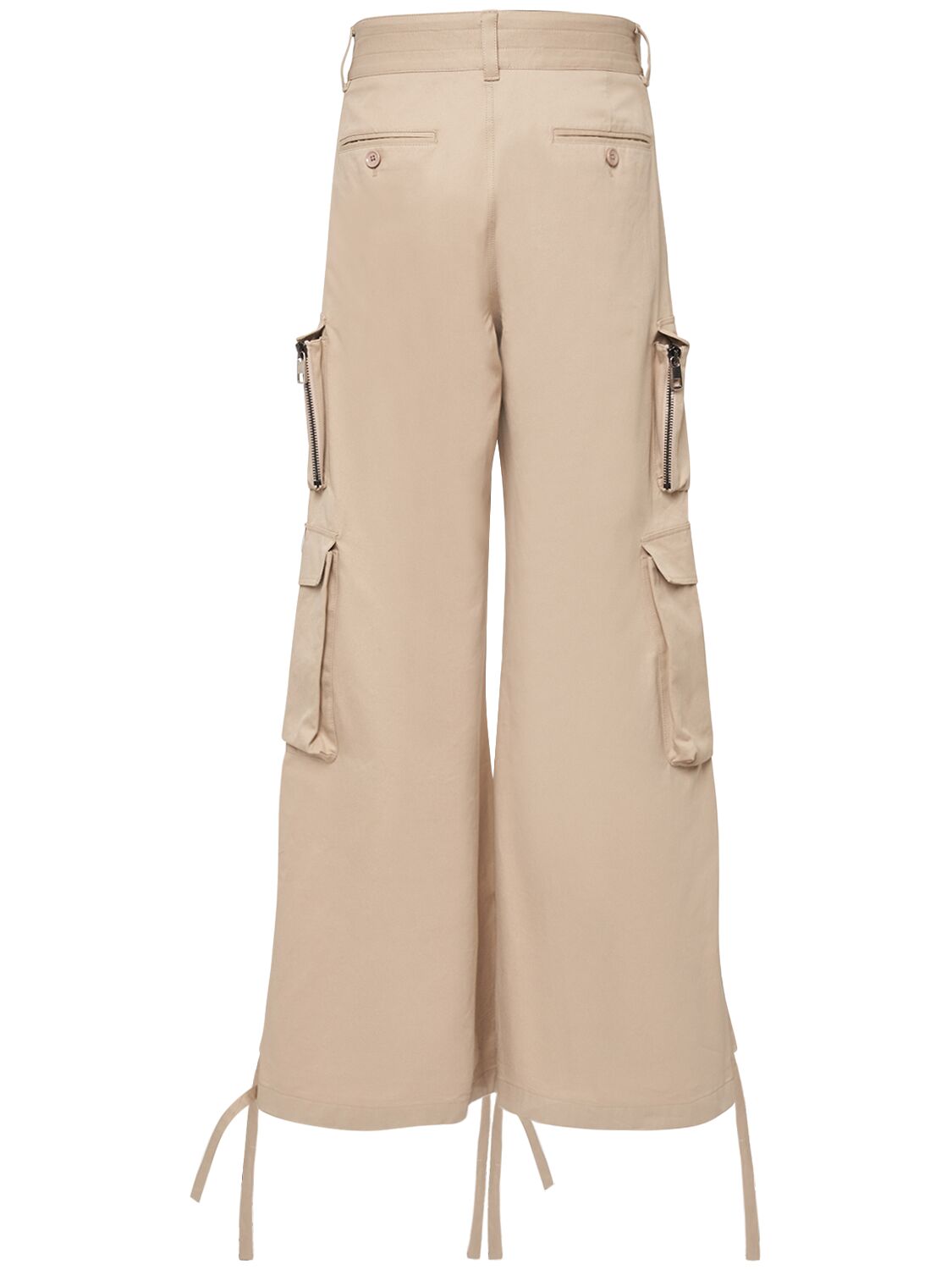 Shop Dolce & Gabbana Wide Cotton Cargo Pants In Beige