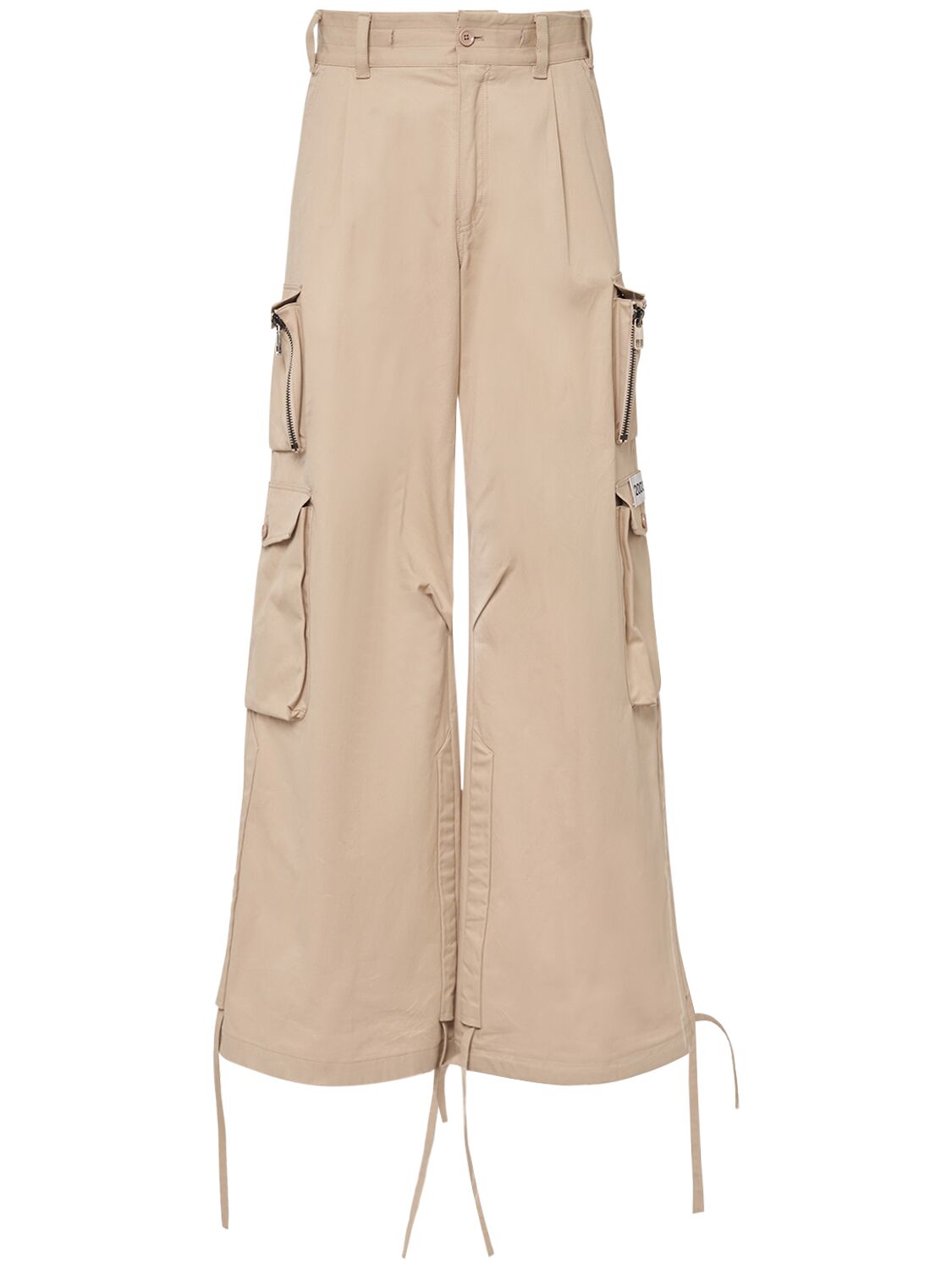 Dolce & Gabbana Wide Cotton Cargo Pants In Neutral