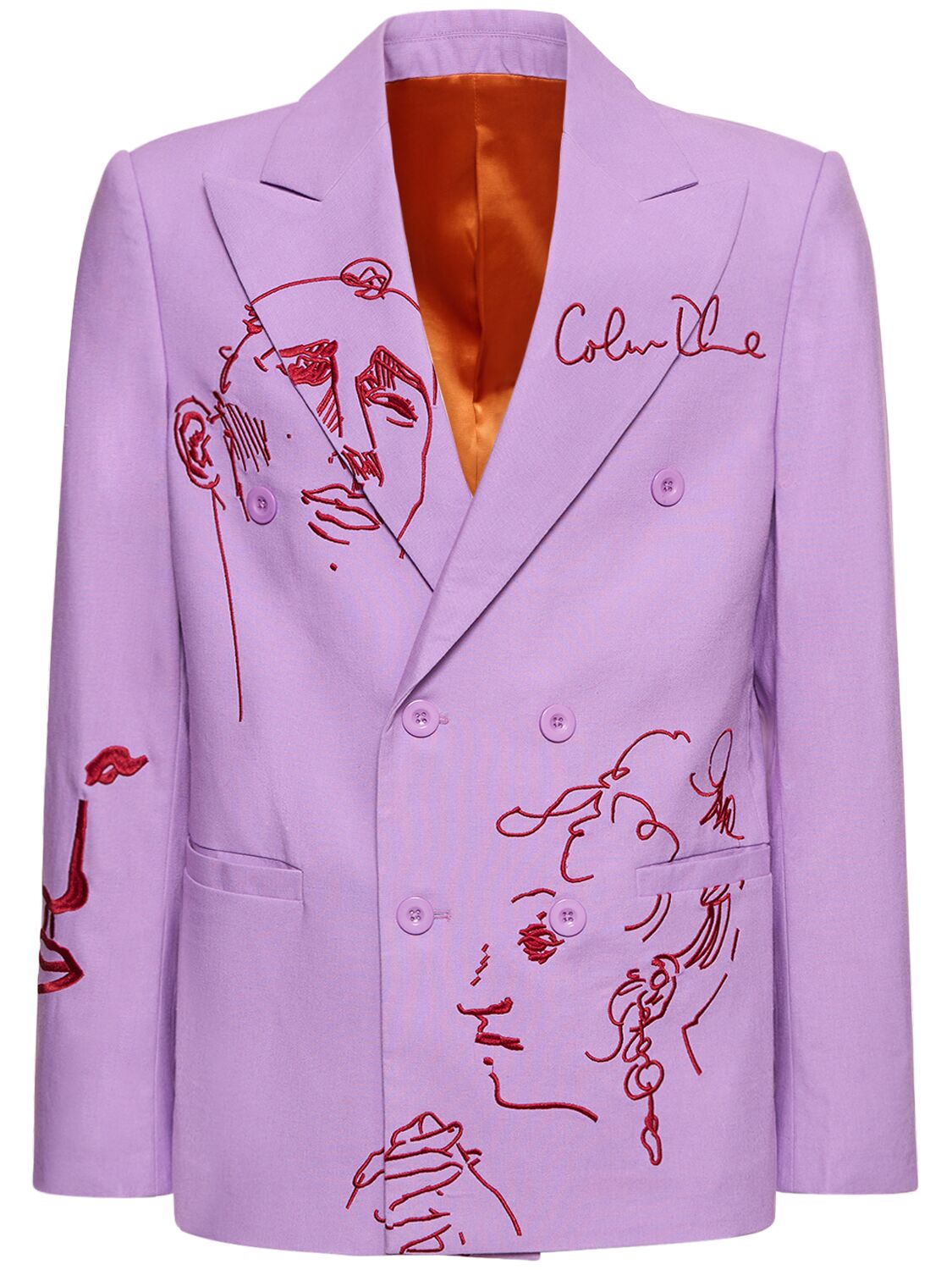 Image of Doodle Faces Embroidered Suit Jacket