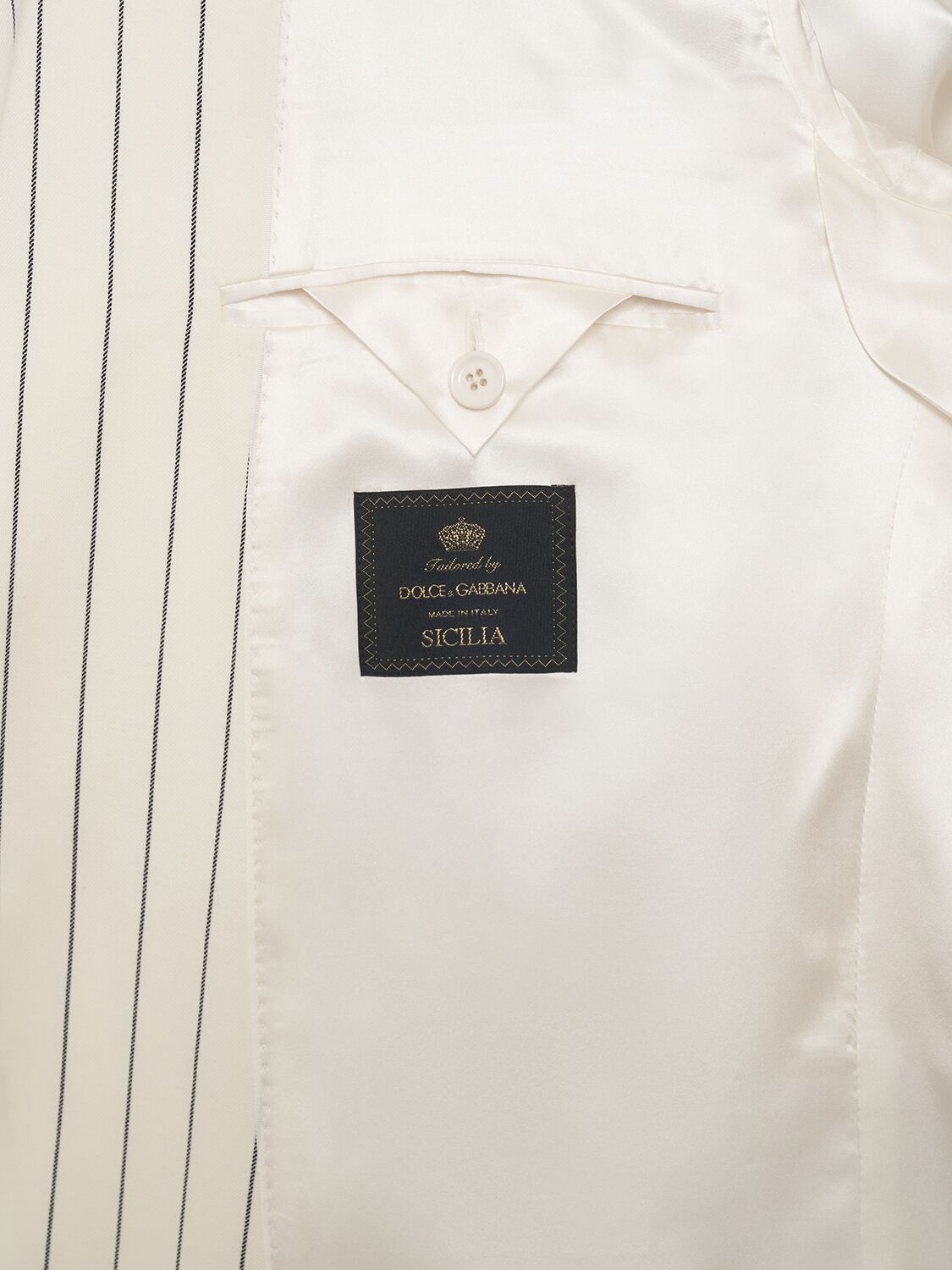 Shop Dolce & Gabbana Pinstriped Wool Blazer In White,black