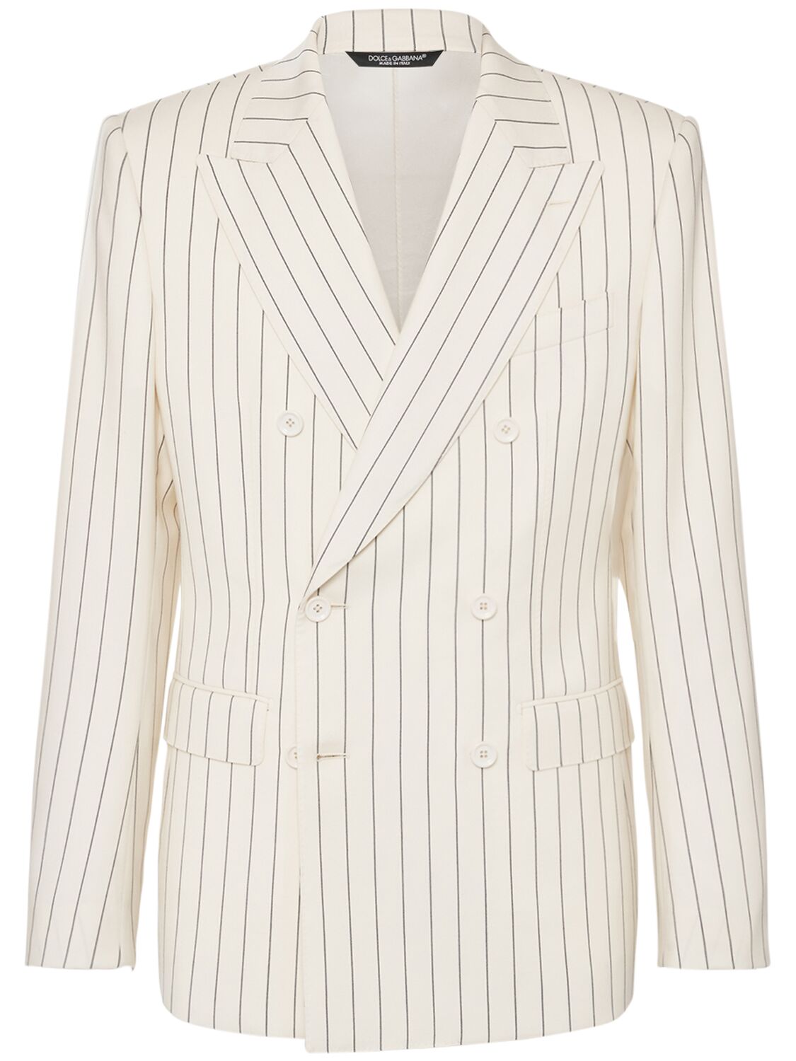 Dolce & Gabbana Pinstriped Wool Jacket In White,black