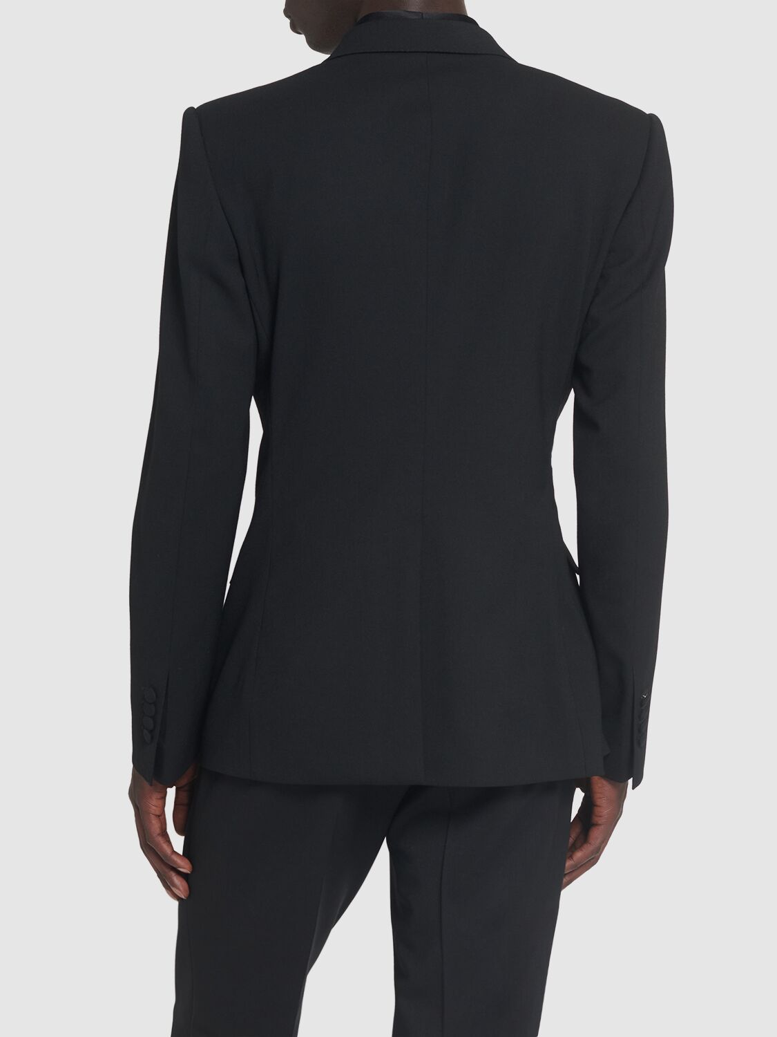 Shop Dolce & Gabbana Double Breasted Wool Blend Blazer In Black