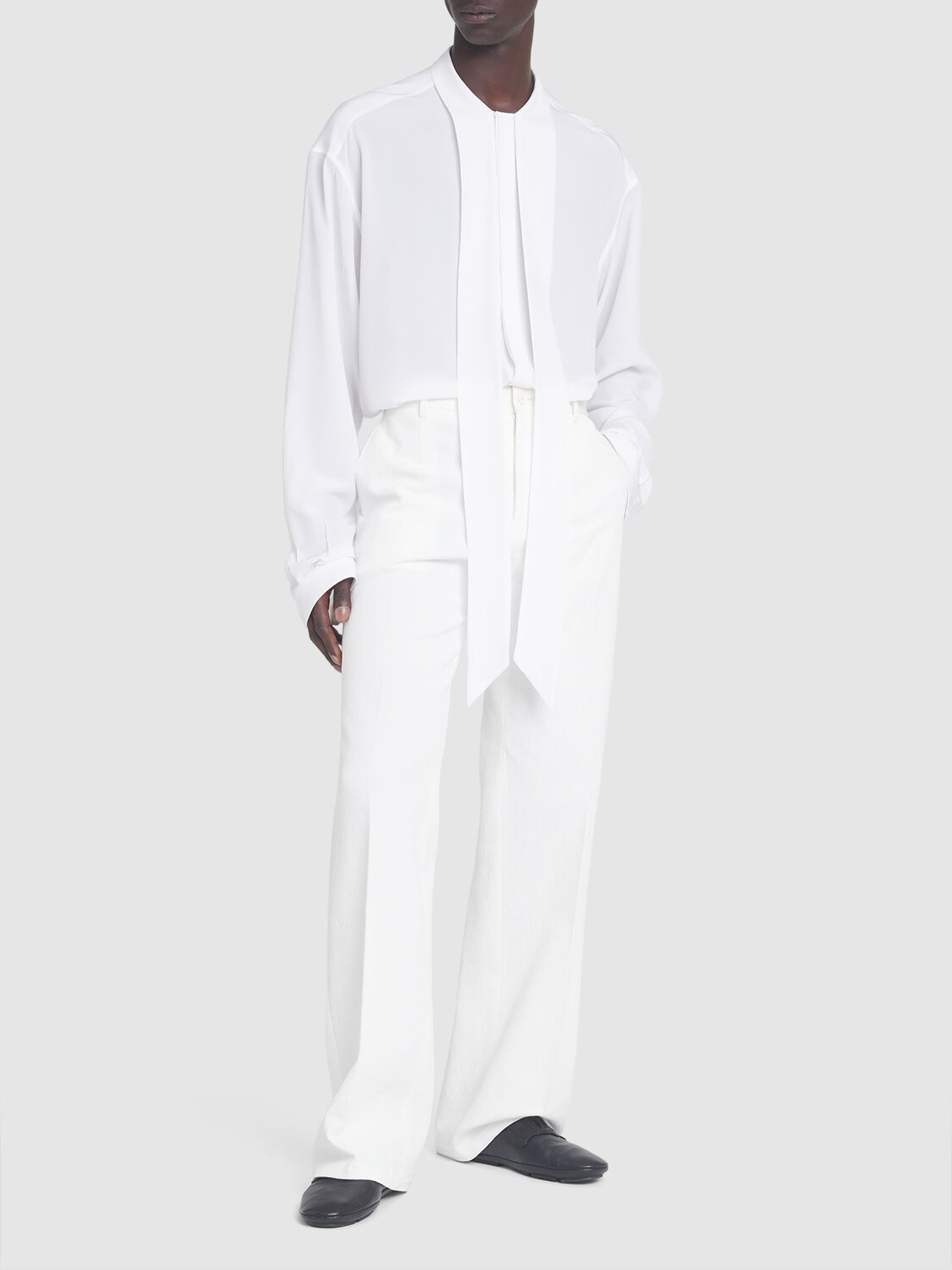 Shop Dolce & Gabbana Oversized Silk Crepe De Chine Shirt In White