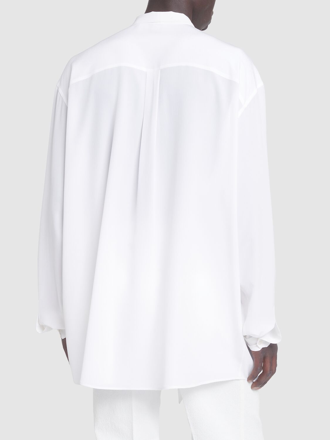 Shop Dolce & Gabbana Oversized Silk Crepe De Chine Shirt In White