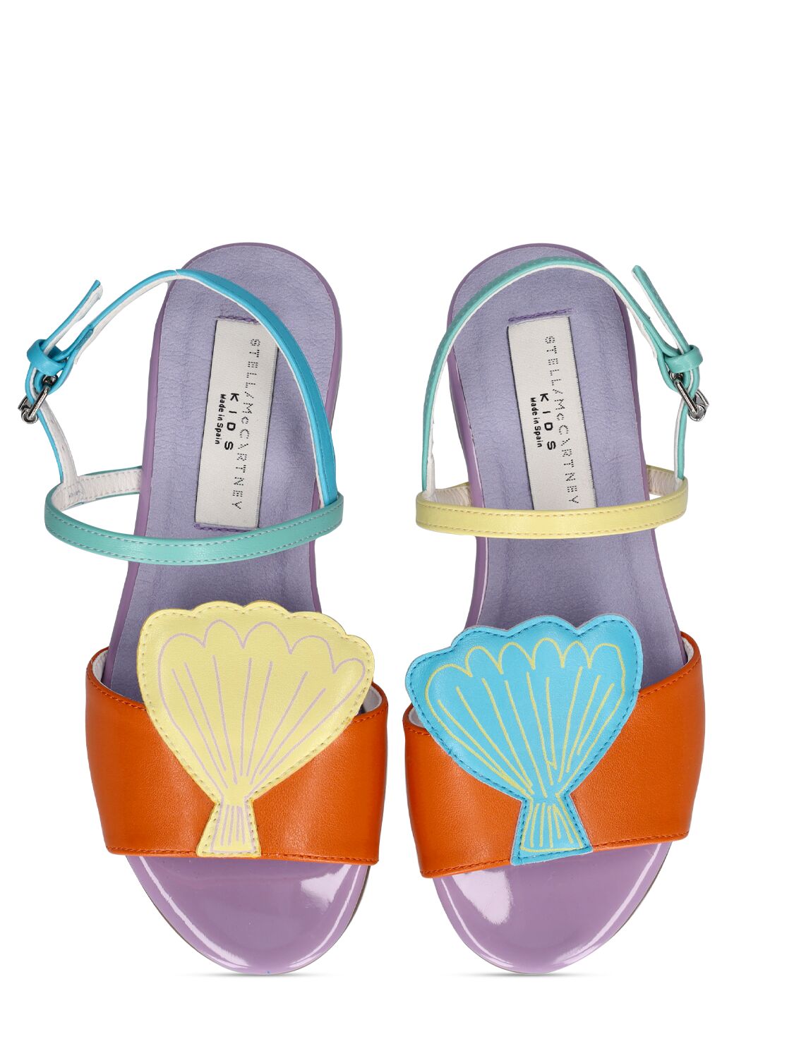 Shop Stella Mccartney Seashell Faux Leather Sandals In Bunt