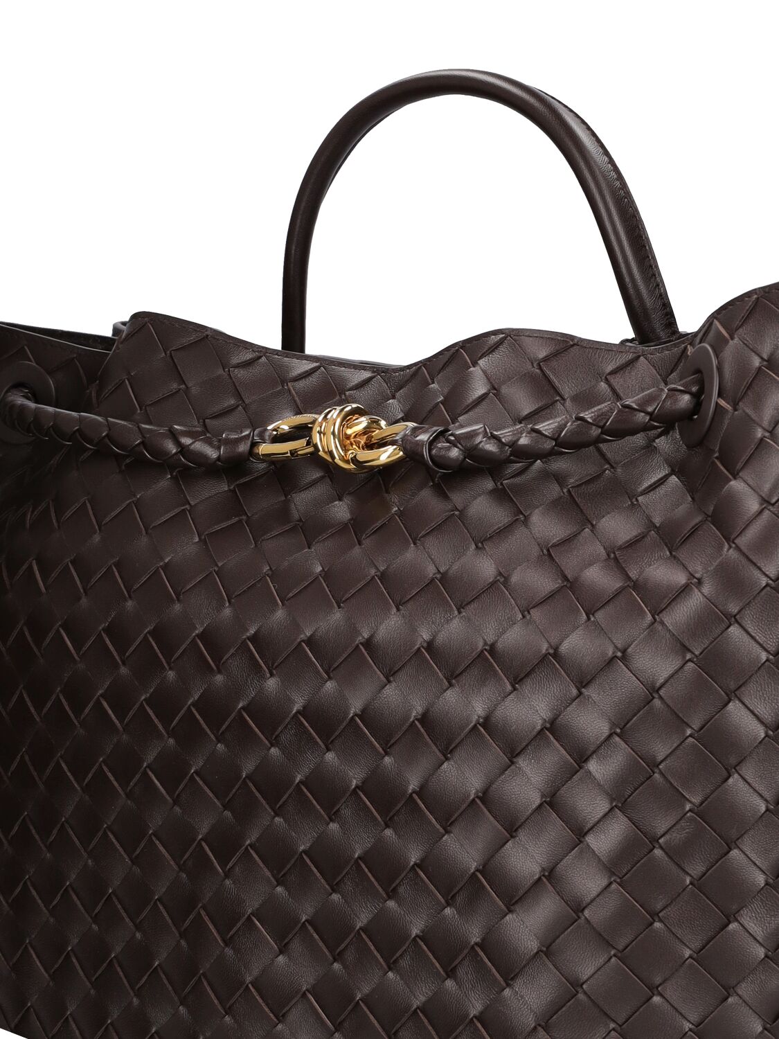 Shop Bottega Veneta Large Andiamo Leather Top Handle Bag In Fondant