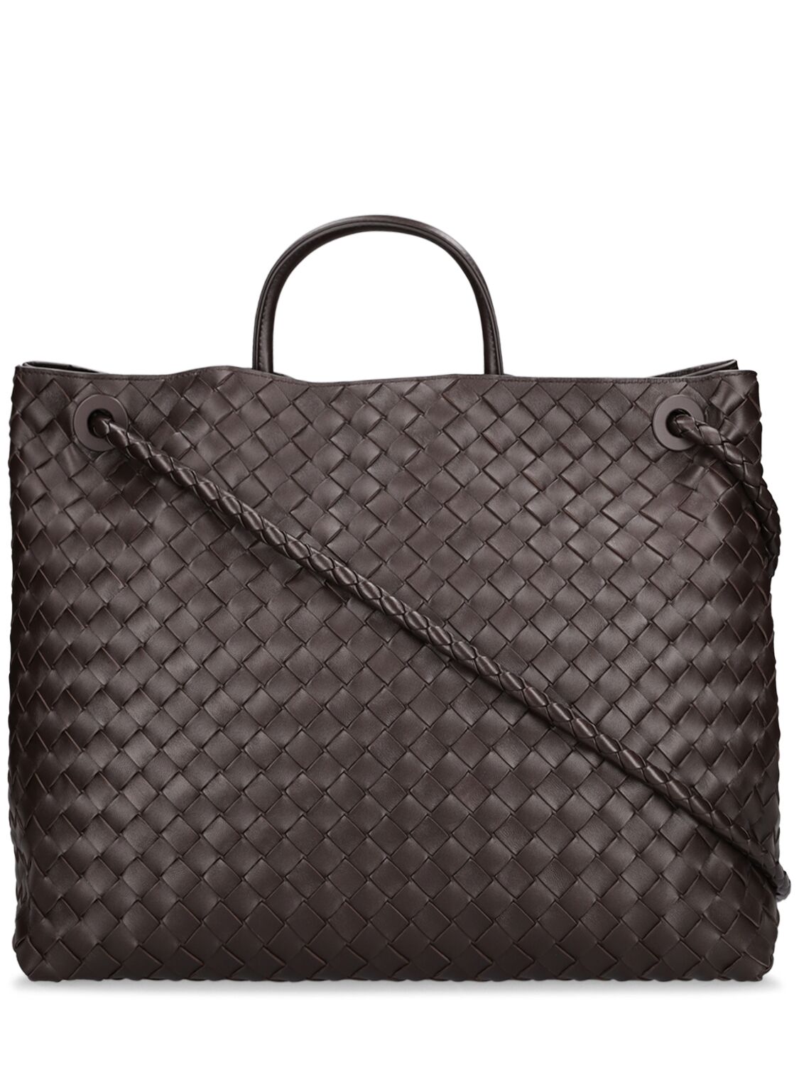 Shop Bottega Veneta Large Andiamo Leather Top Handle Bag In Fondant