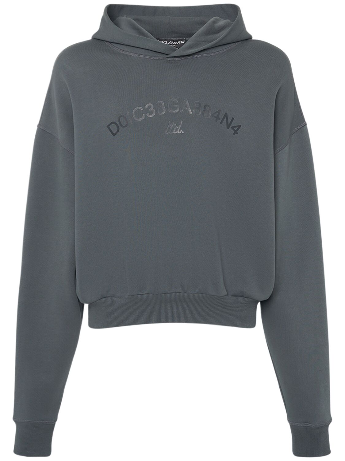 Dolce & Gabbana Cropped Jersey Sweatshirt In Grey