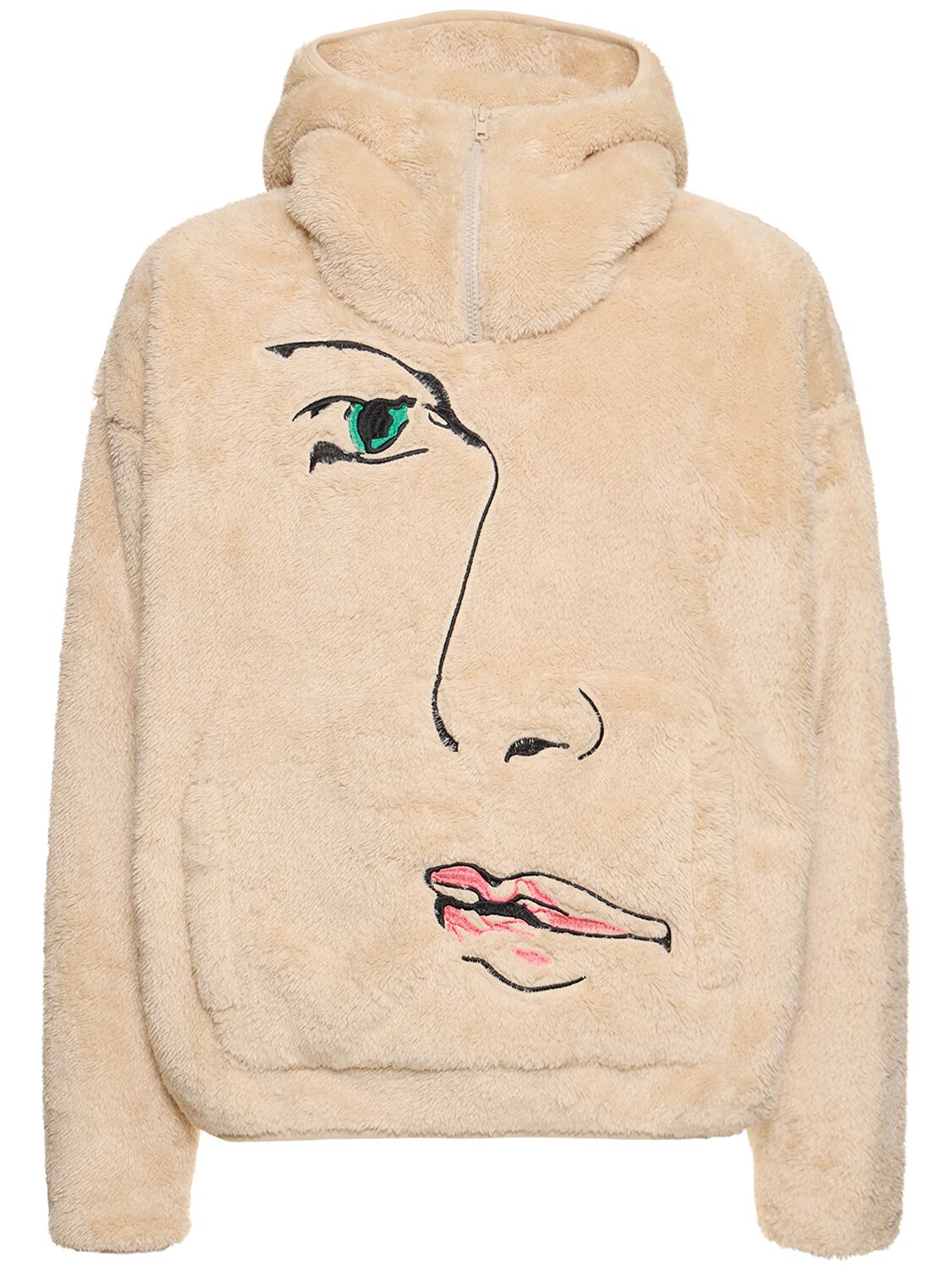 Image of Embroidered Half-zip Sweater W/ Hood