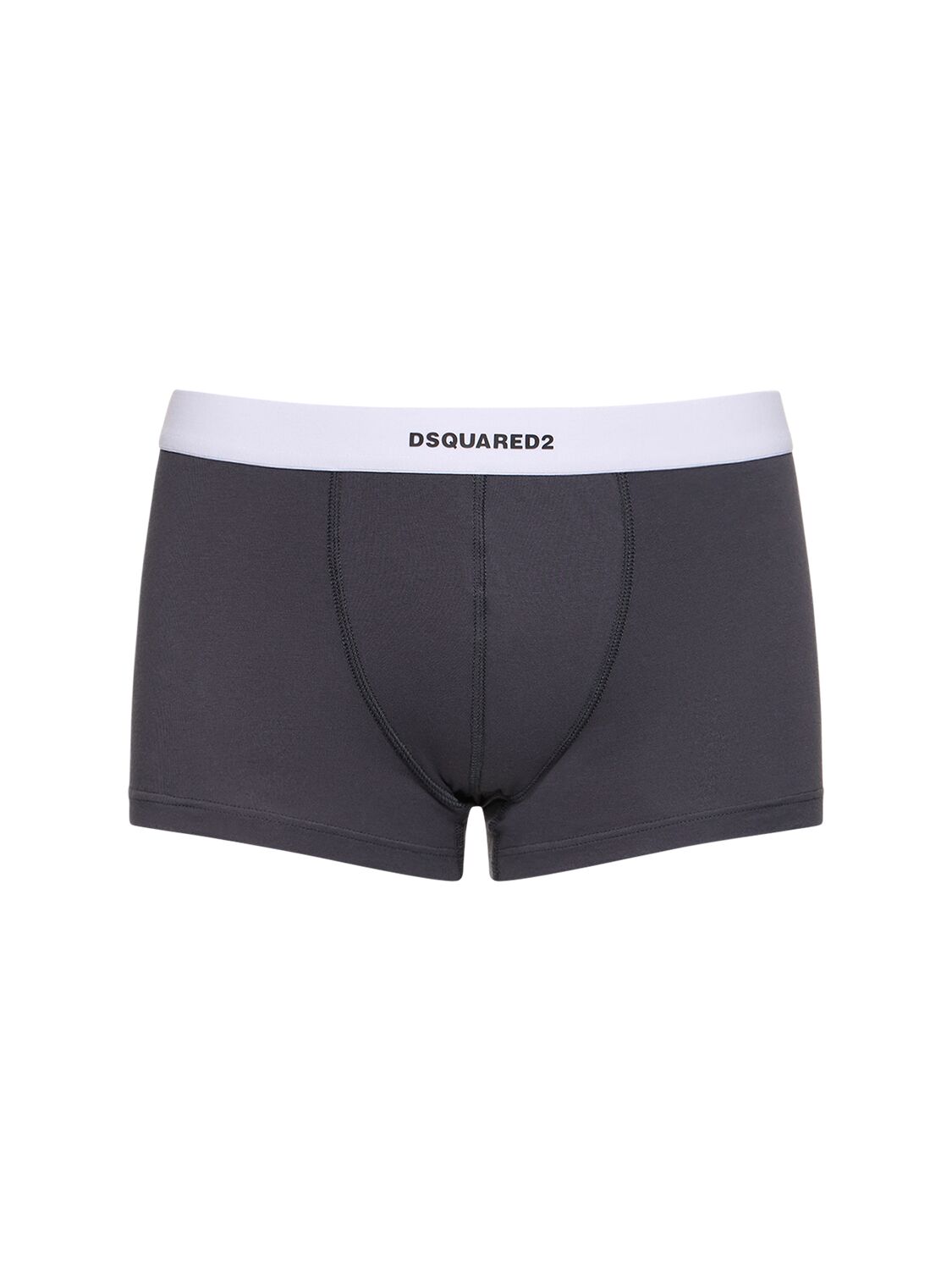Dsquared2 Logo混棉平角内裤 In Anthracite
