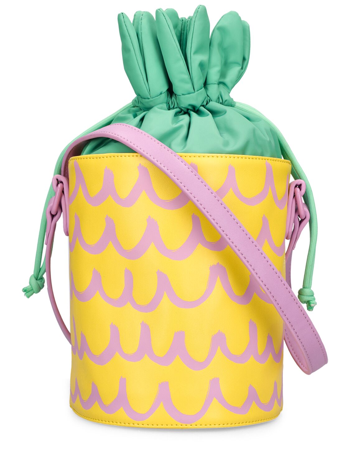 Stella Mccartney Kids' Pineapple Faux Leather Shoulder Bag In Gelb