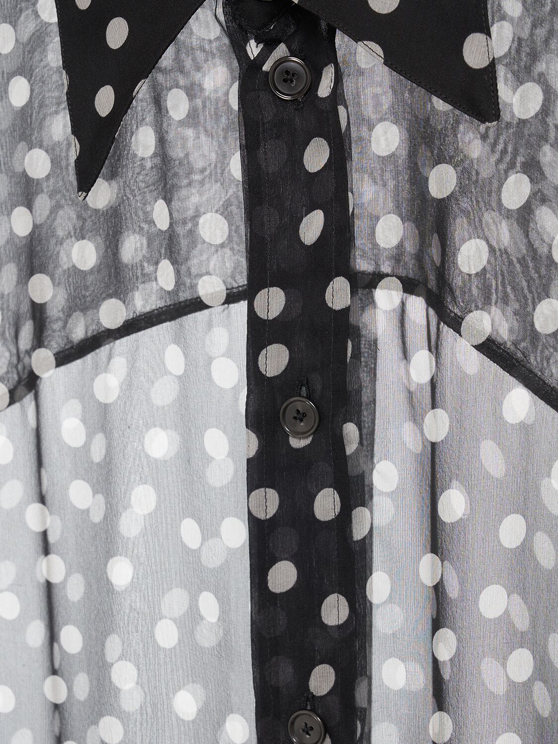 Shop Dolce & Gabbana Polka Dotted Chiffon Shirt In Black