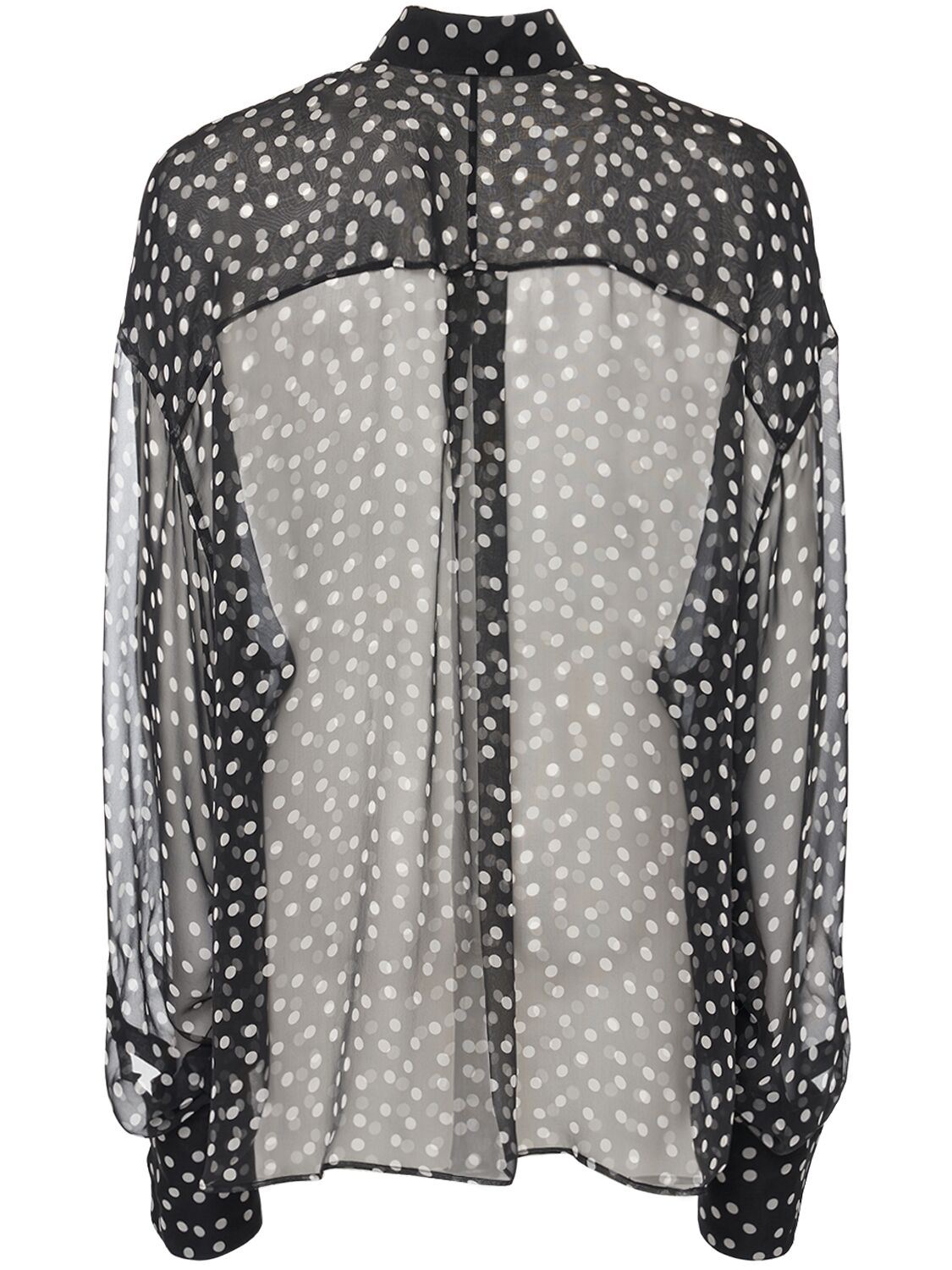 Shop Dolce & Gabbana Polka Dotted Chiffon Shirt In Black