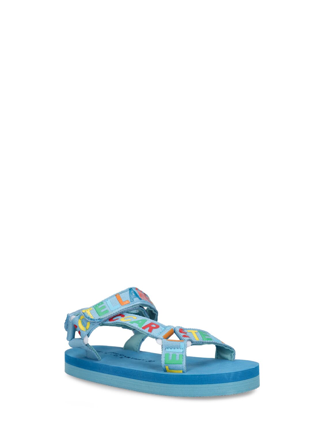 Shop Stella Mccartney Tech Sandals W/ Logo In Blau