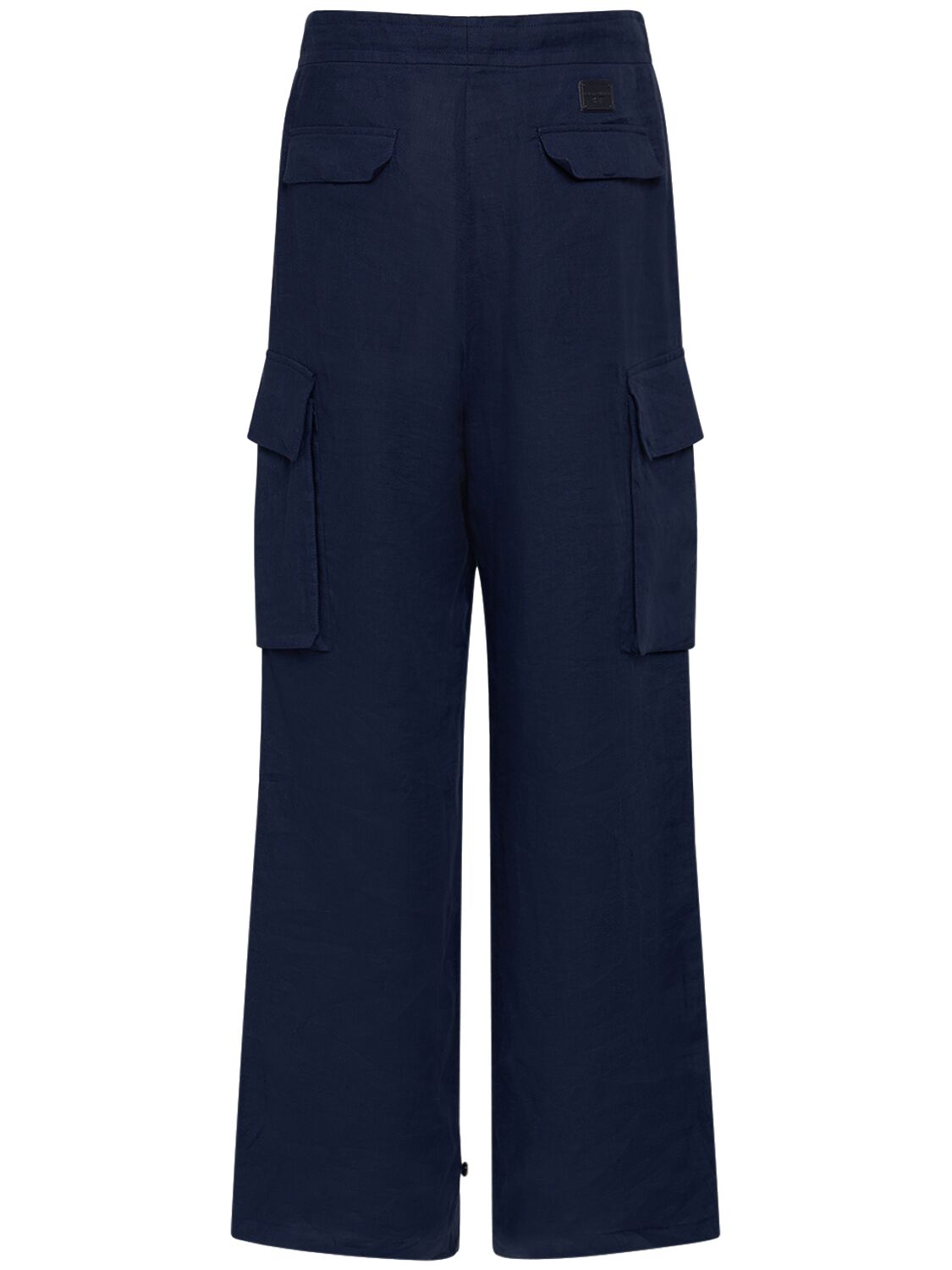 Shop Dolce & Gabbana Linen Cargo Jogging Pants In Blue Scuro