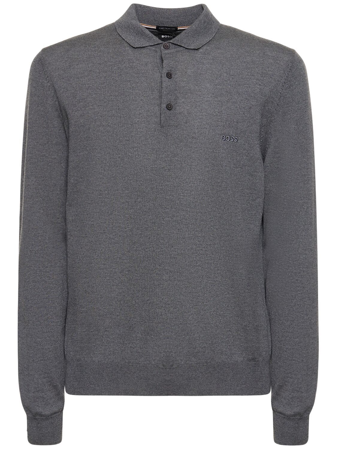 HUGO BOSS BONO VIRGIN WOOL KNIT LONG SLEEVE POLO