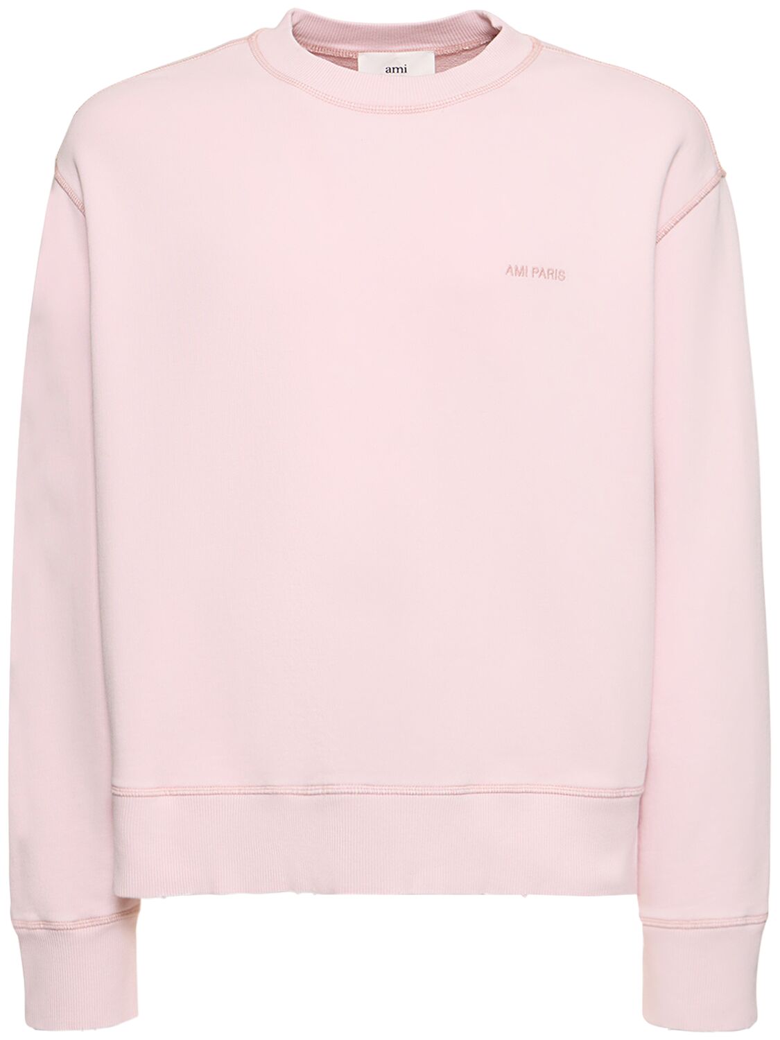 Ami Alexandre Mattiussi Fade Out Logo Crewneck Sweatshirt In Powder Pink