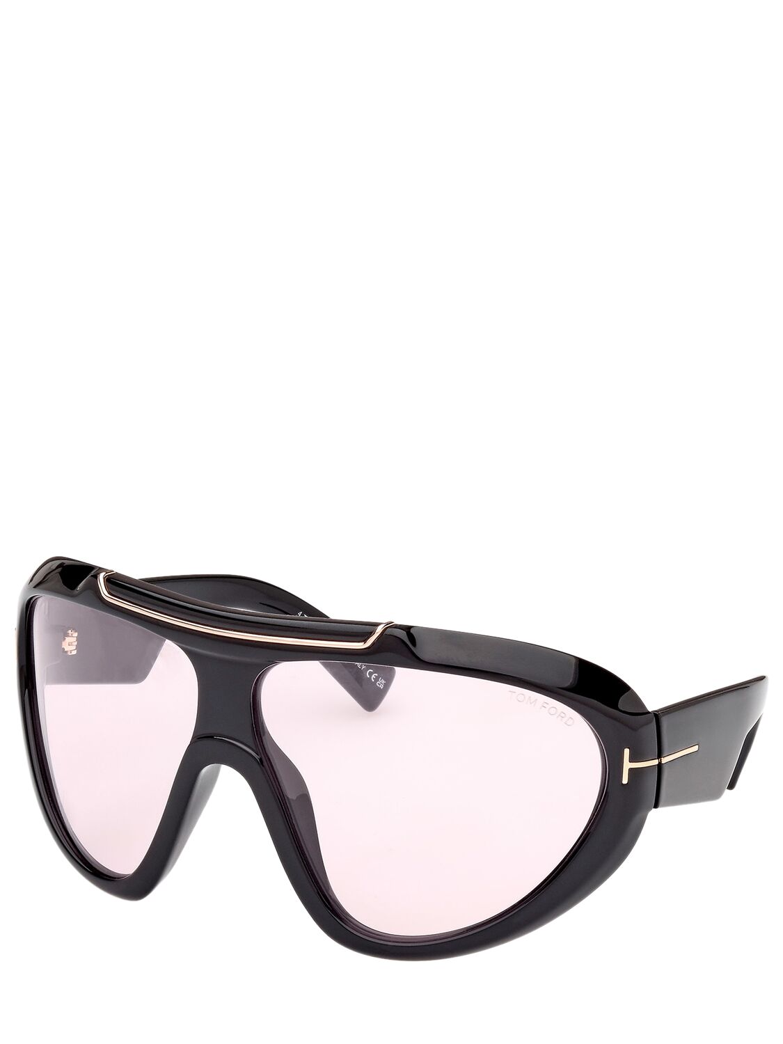 Shop Tom Ford Linden Mask Sunglasses In Black,violet