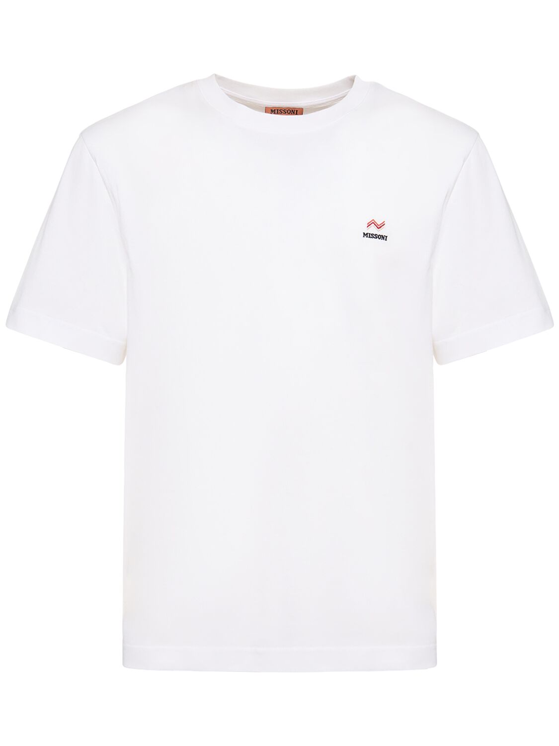 Missoni Logo Embroidery Cotton Jersey T-shirt In White