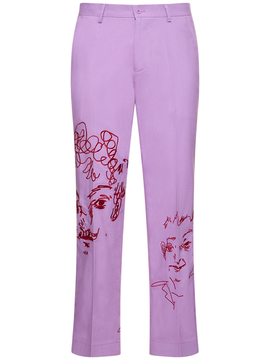 Doodle Faces Embroidered Suit Pants