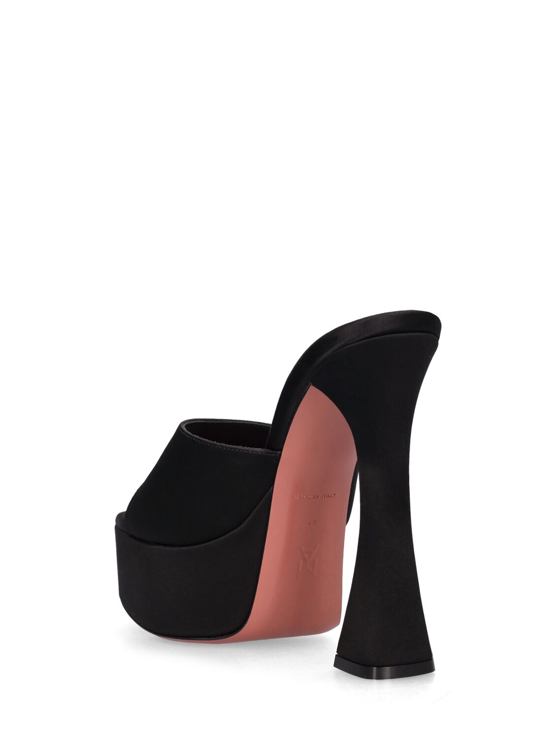 Shop Amina Muaddi 140mm Dalida Satin Mule Sandals In Schwarz