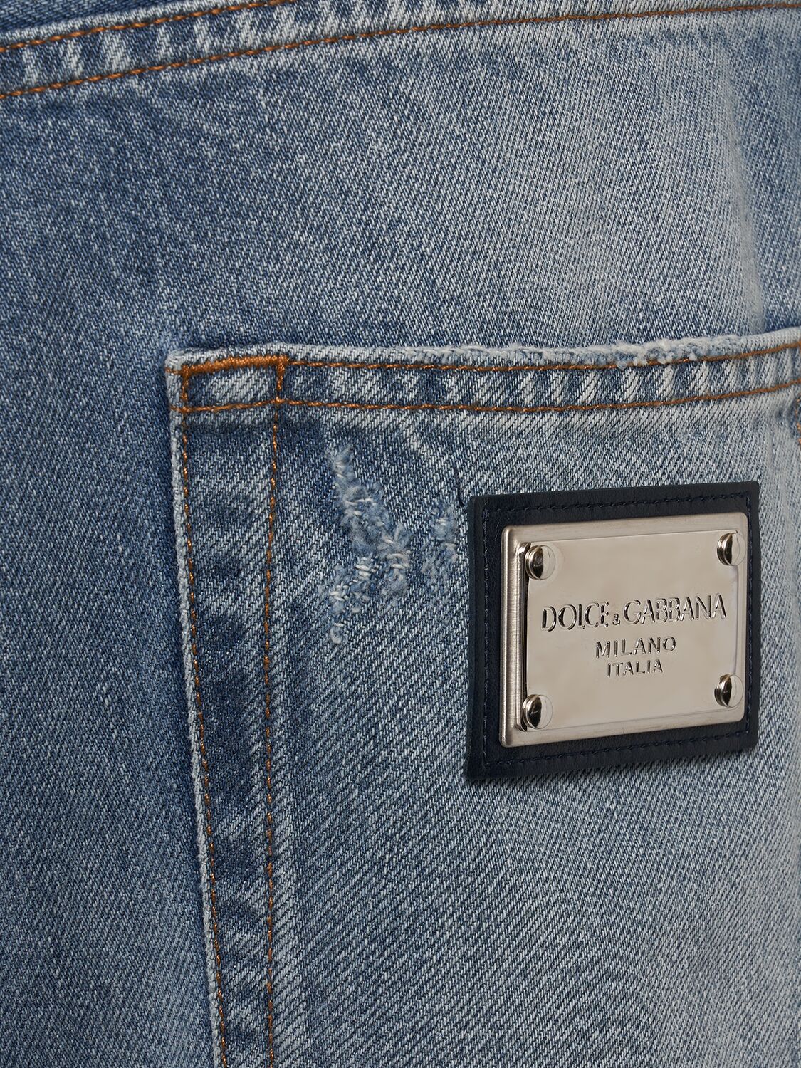 Shop Dolce & Gabbana Distressed Denim Five Pocket Jeans In Blau