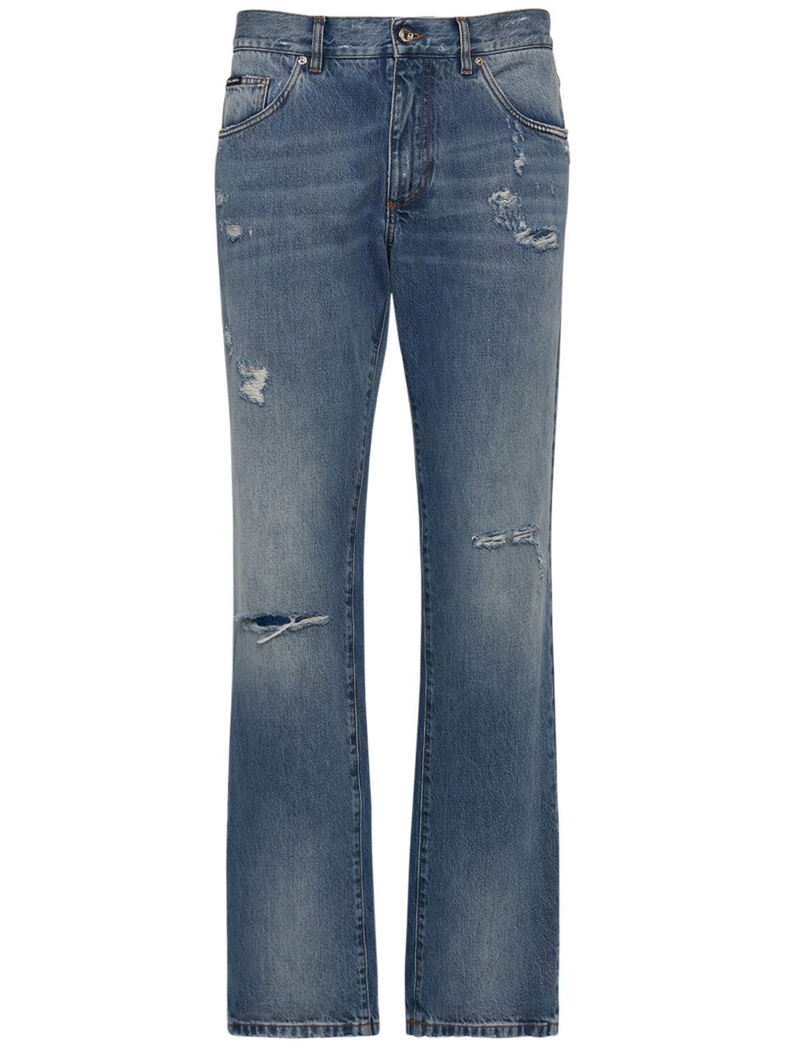 Distressed Denim Five Pocket Jeans