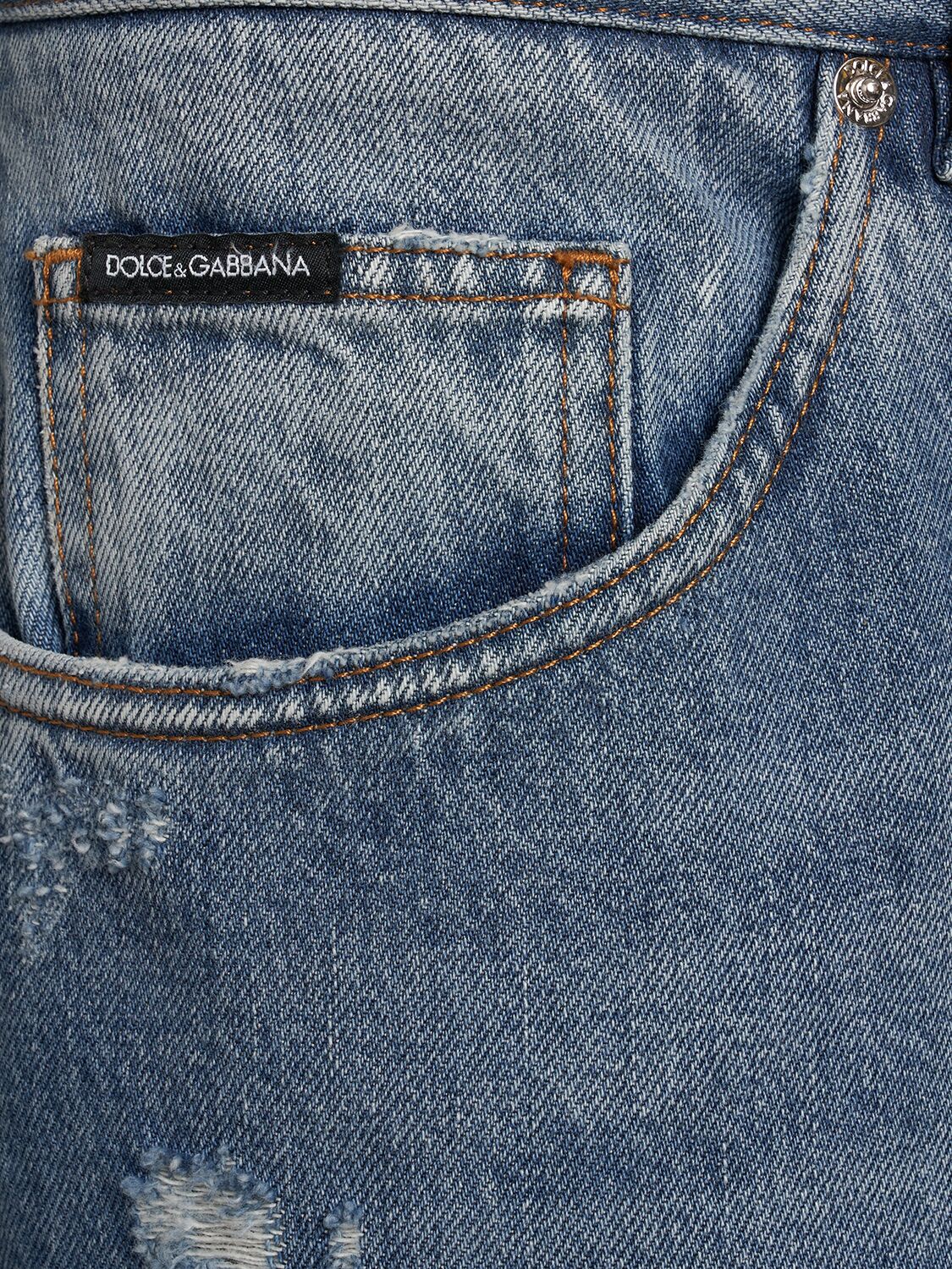 Shop Dolce & Gabbana Distressed Denim Five Pocket Jeans In Blau