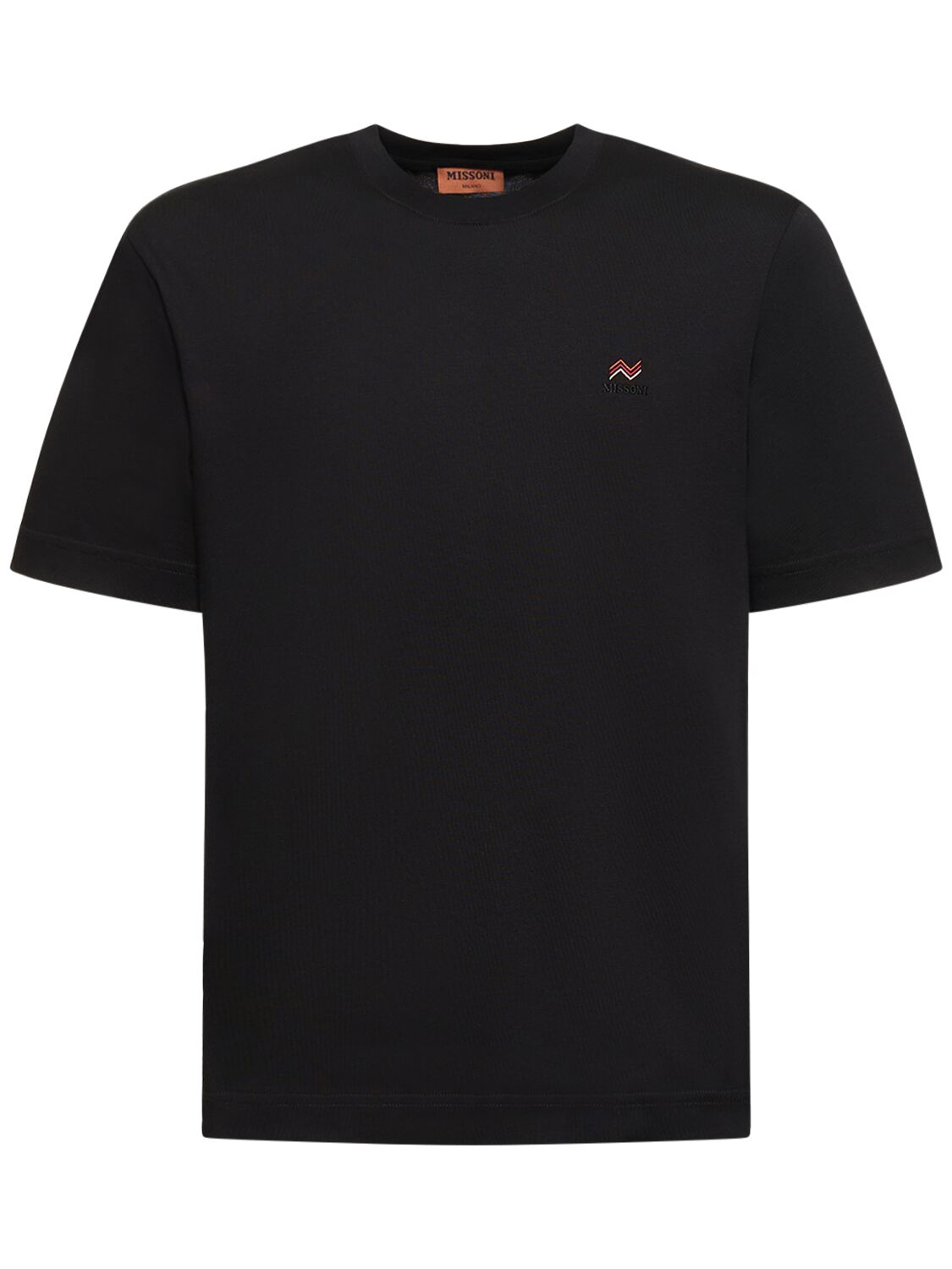 Missoni Logo Embroidery Cotton Jersey T-shirt In Black