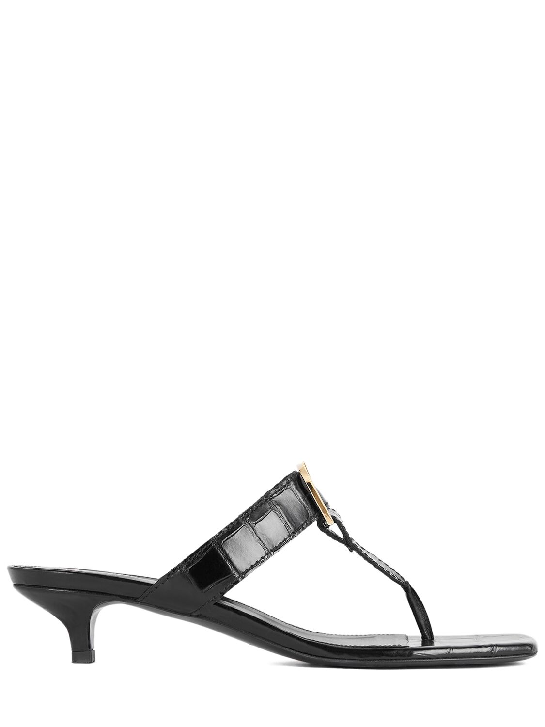 Shop Totême 35mm Croc Embossed Leather Thong Sandals In Black