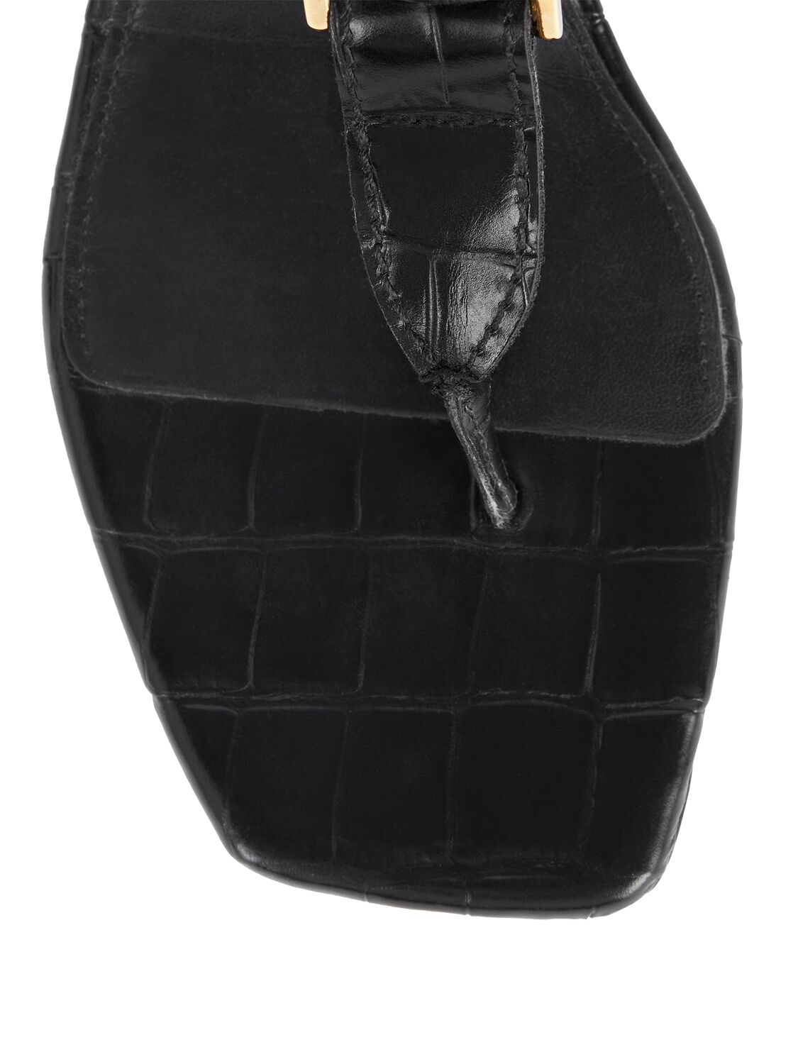 Shop Totême 35mm Croc Embossed Leather Thong Sandals In Black