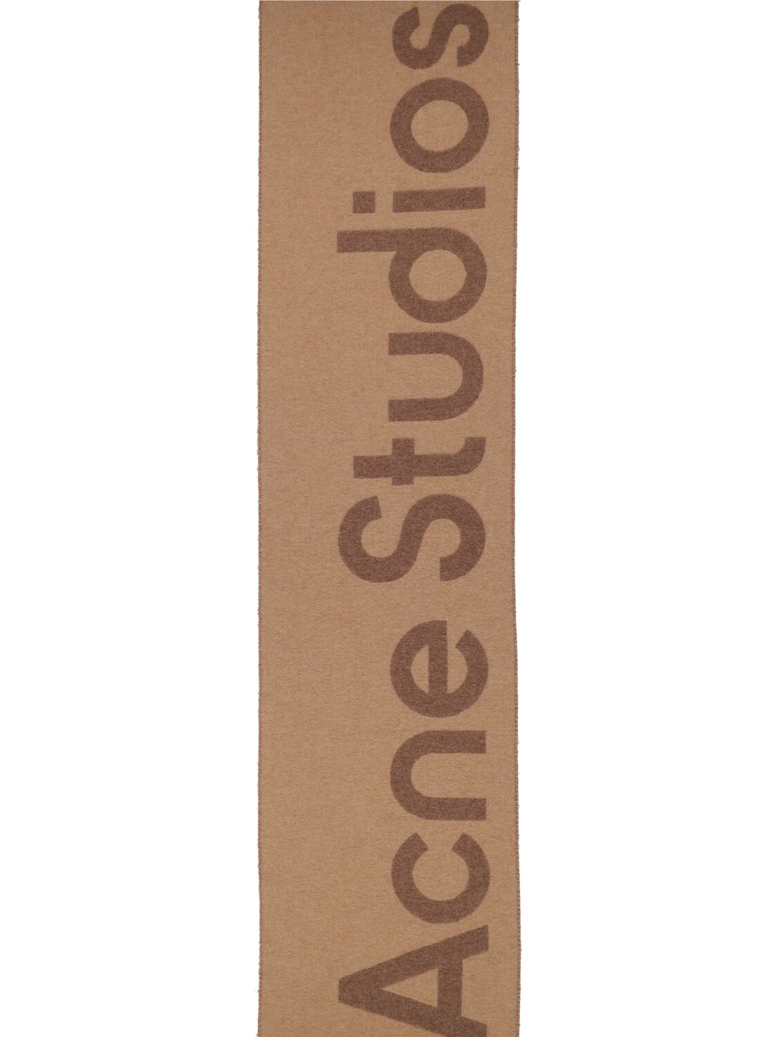 Shop Acne Studios Acne Logo Wool Scarf In Camel,brown