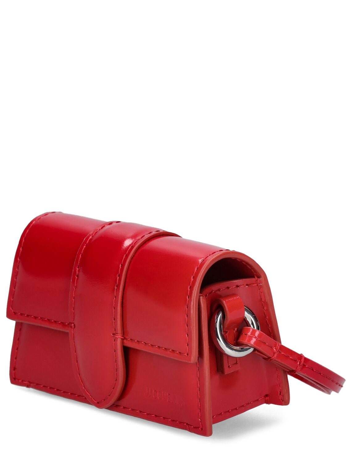 Shop Jacquemus Le Bambino Leather Airpods Holder In Red