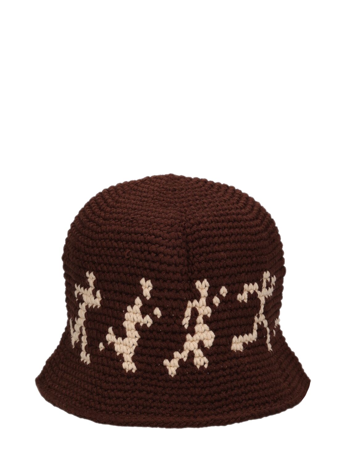 Kidsuper Running Guys Cotton Crochet Hat In Brown,white