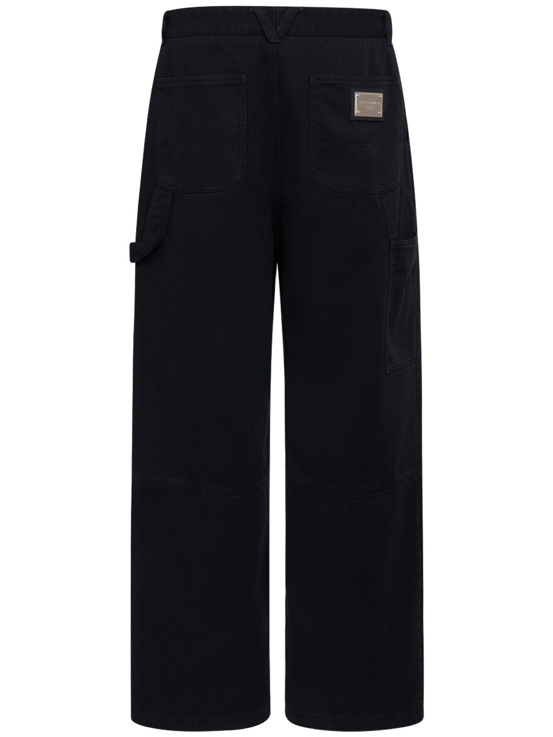 Shop Dolce & Gabbana Wide Cotton Gabardine Worker Pants In Blue Scurissimo