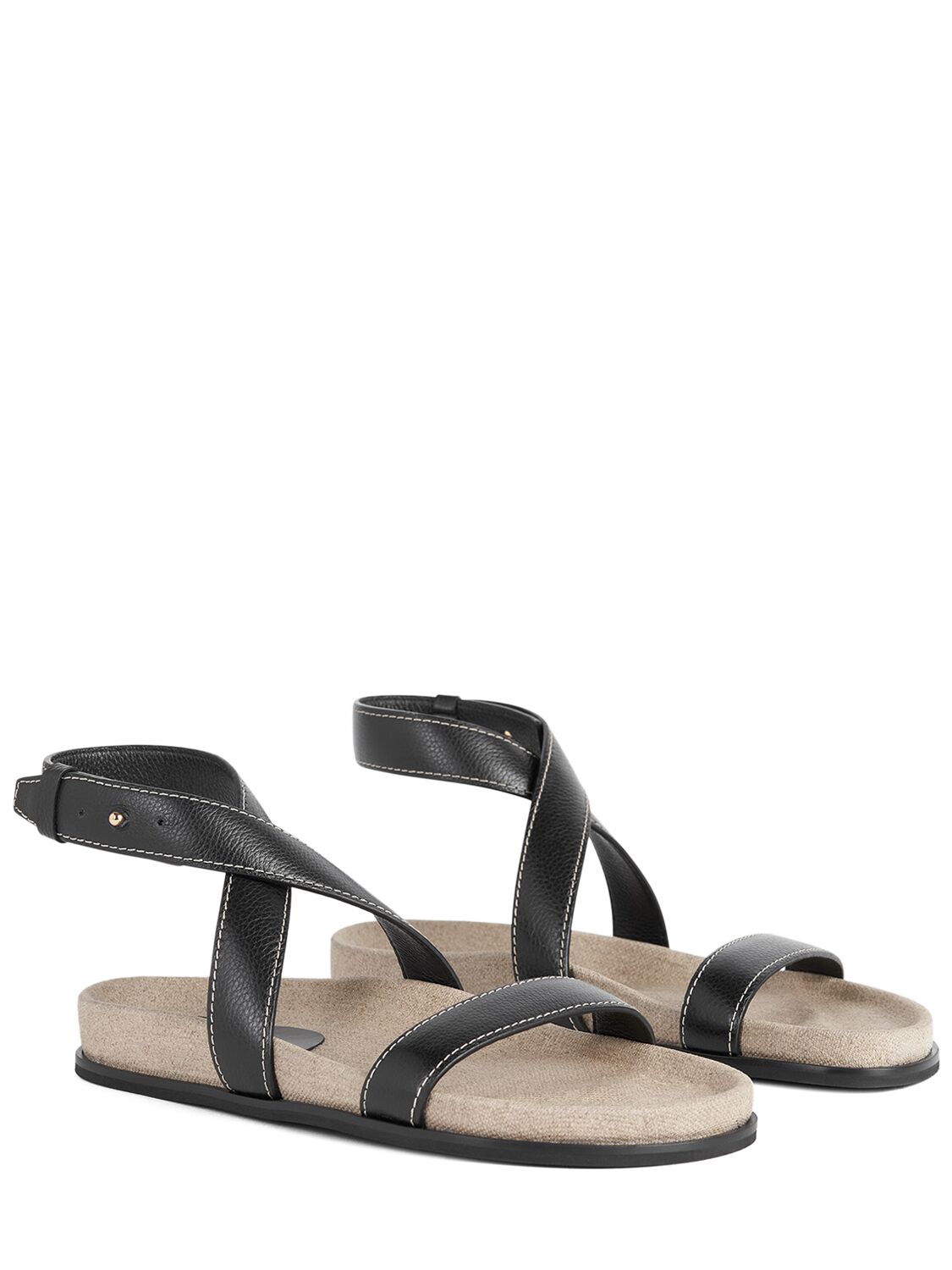 Shop Totême Suede Flat Sandals In Black