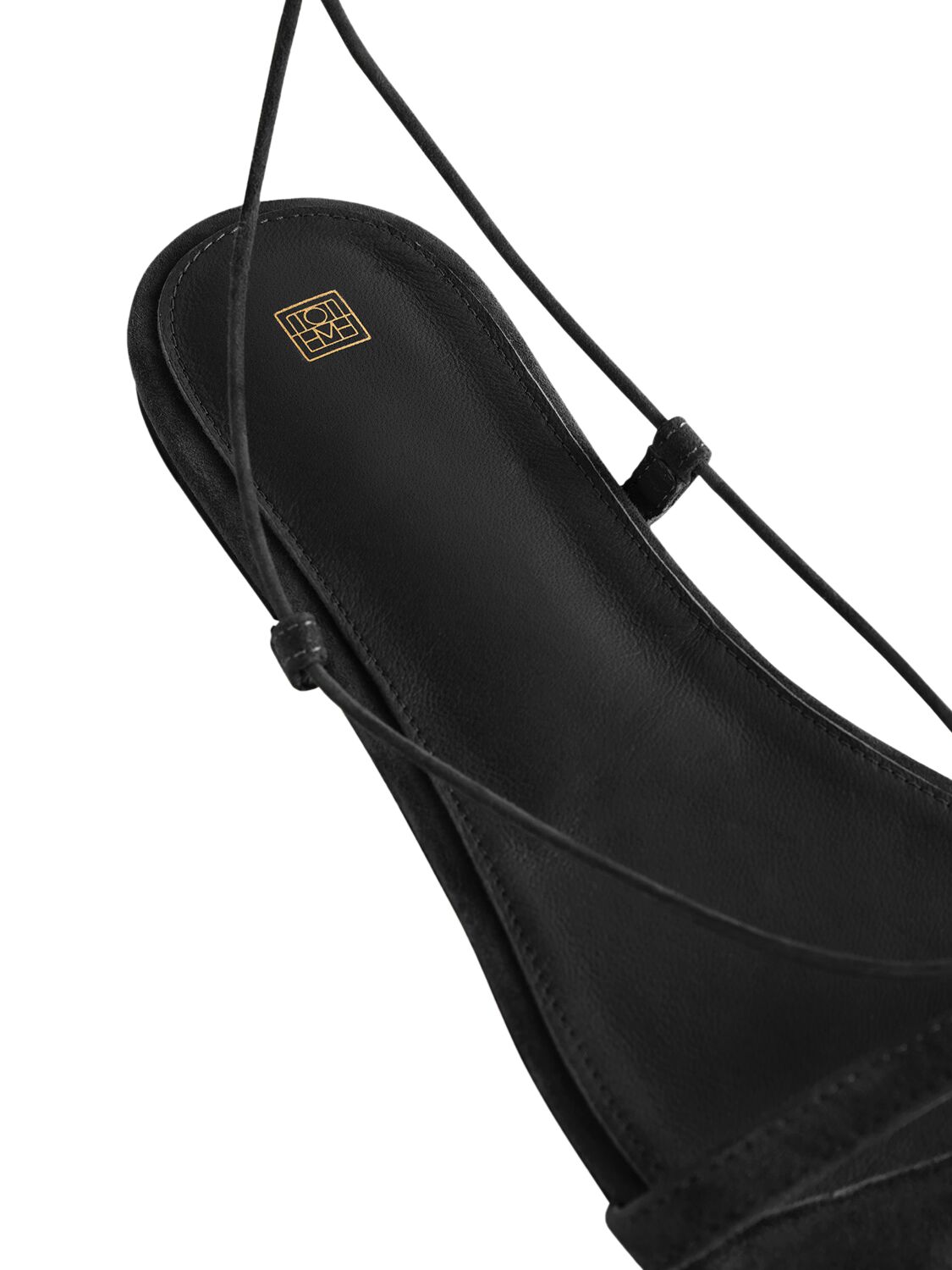 Shop Totême 5mm Suede Flat Sandals In Black